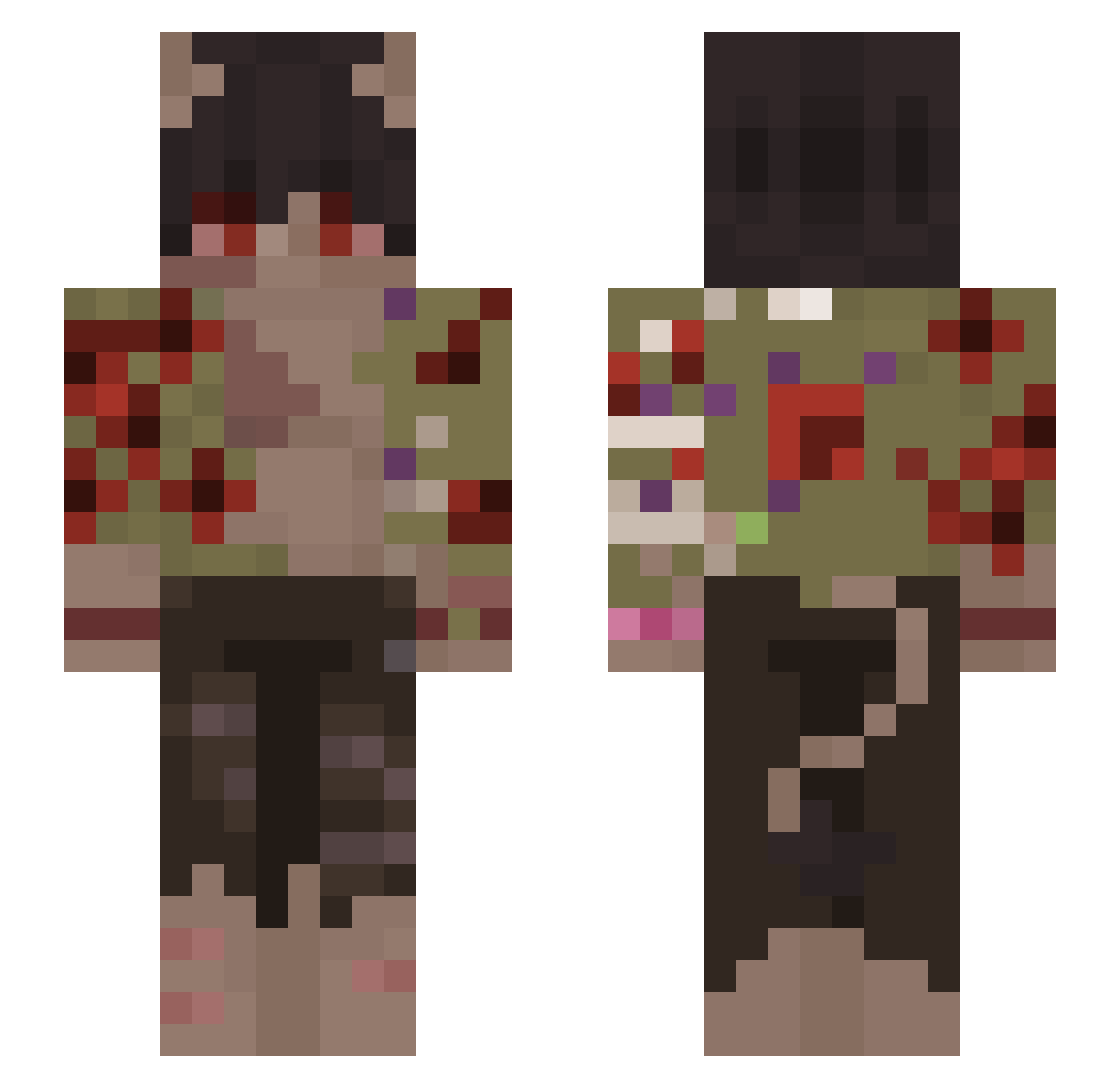 Jesterdize Minecraft skin, front and back view