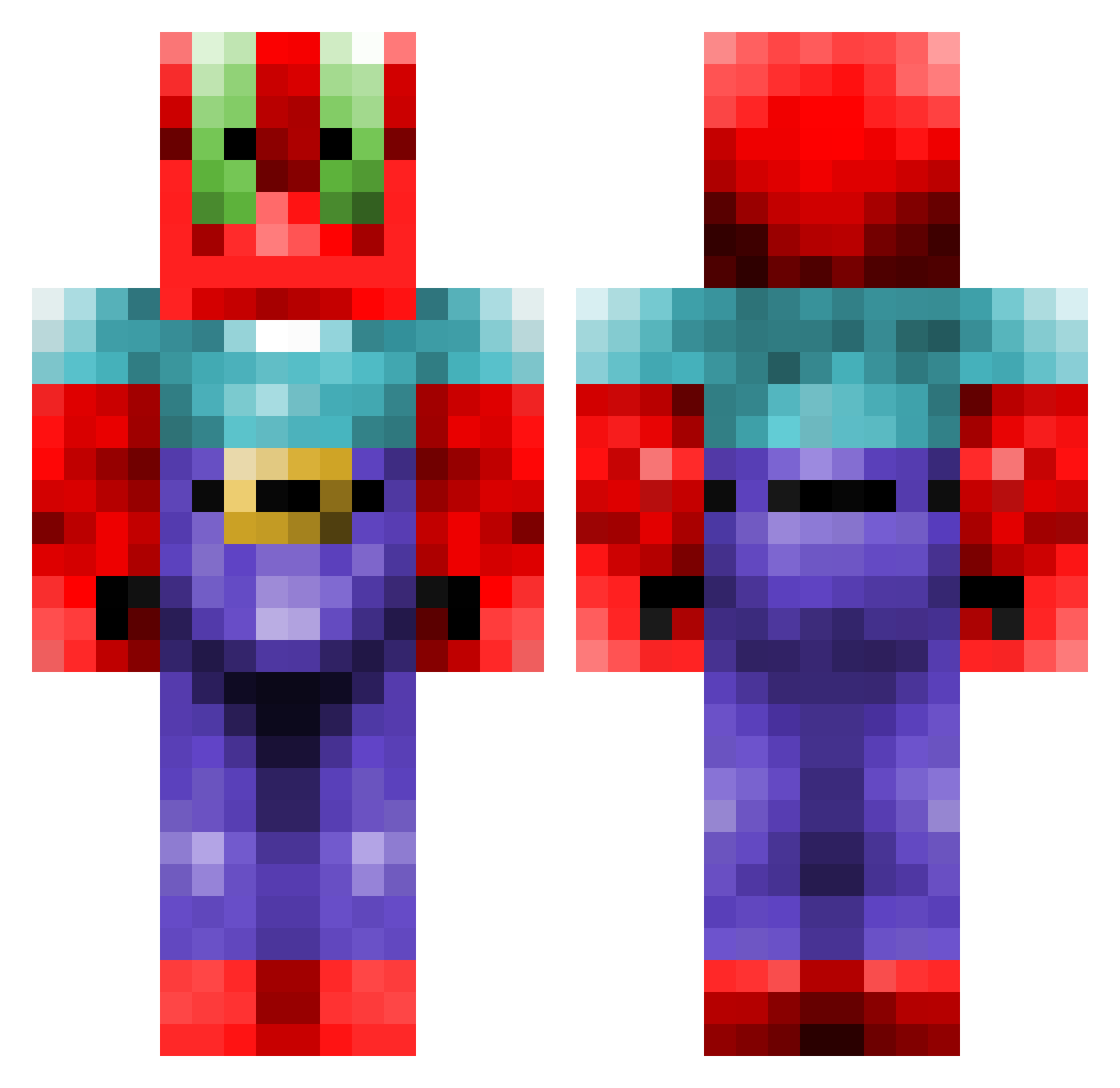 RakuMC Minecraft skin, front and back view
