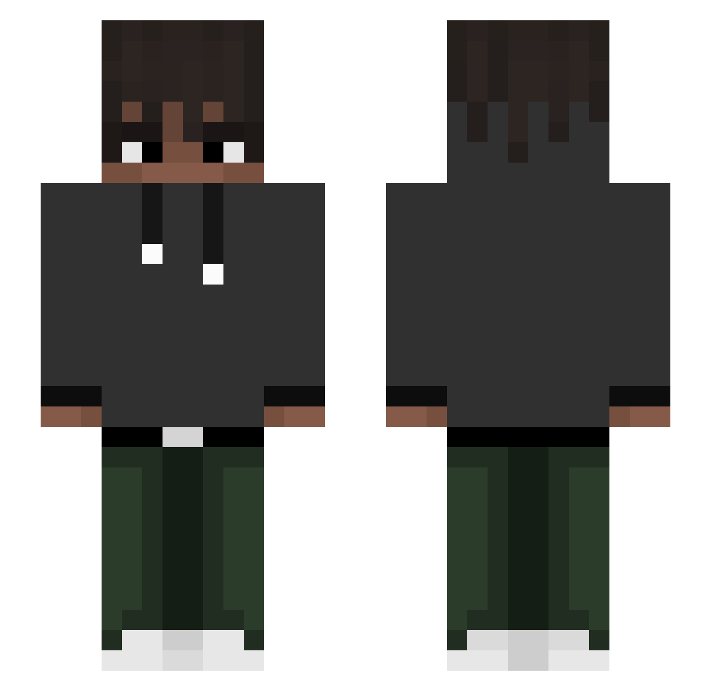 Qazmi Minecraft skin, front and back view