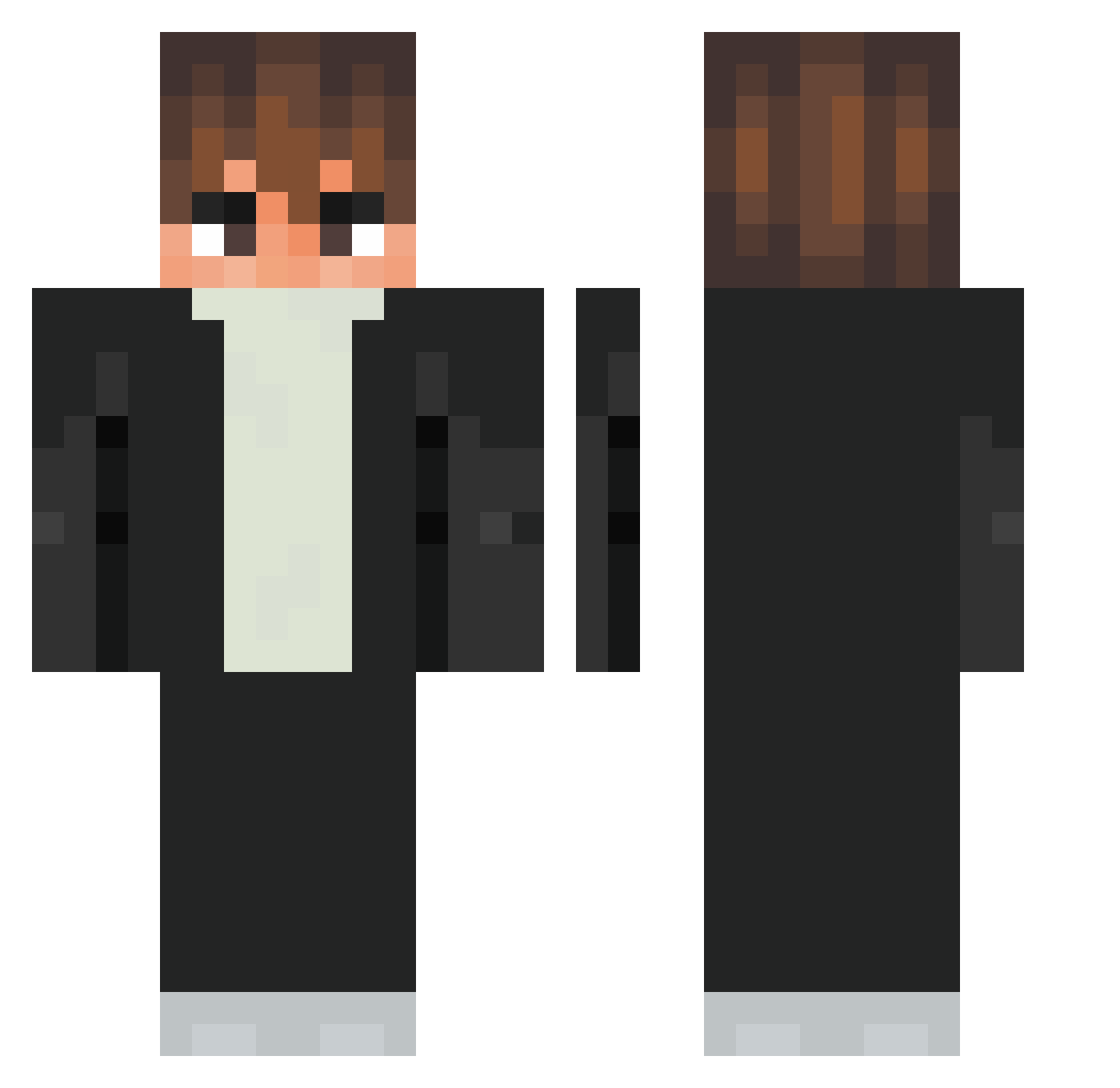 dellett Minecraft skin, front and back view