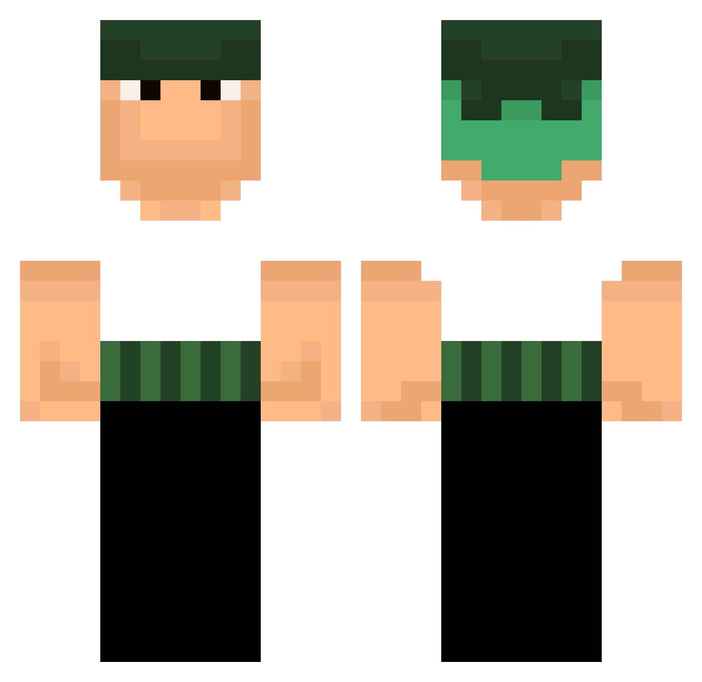 Founess Minecraft skin, front and back view