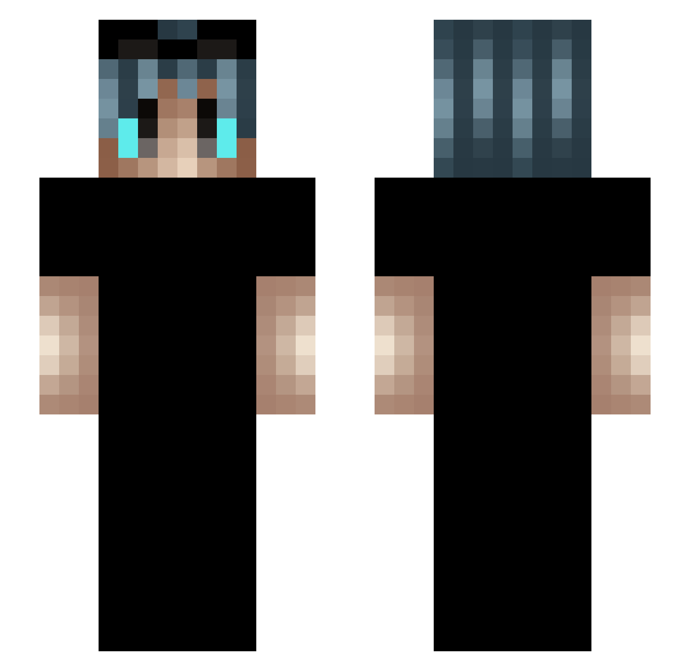 x13j Minecraft skin, front and back view