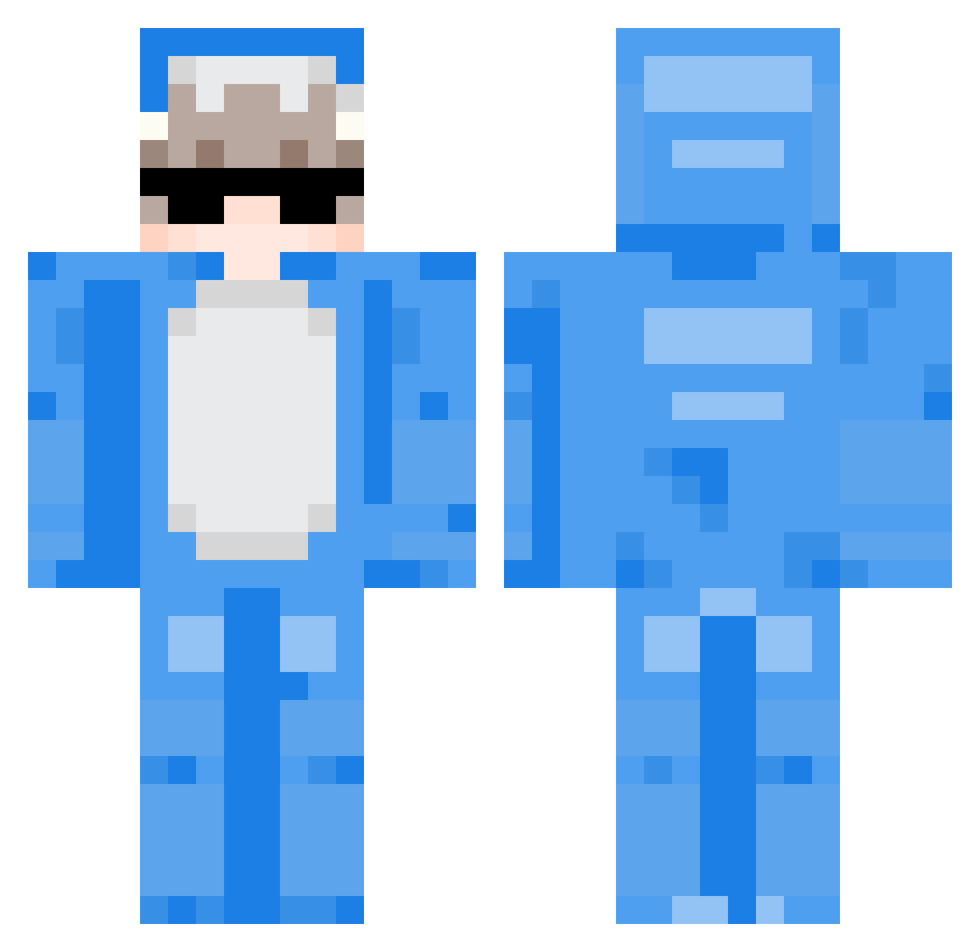 Niebiss Minecraft skin, front and back view