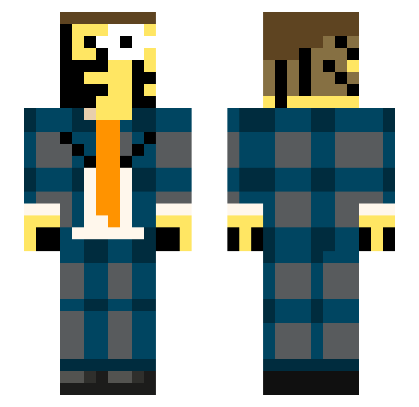 wotek11o Minecraft skin, front and back view