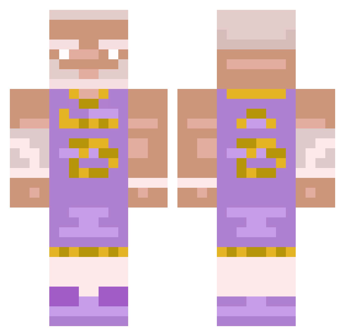XmennuX Minecraft skin, front and back view