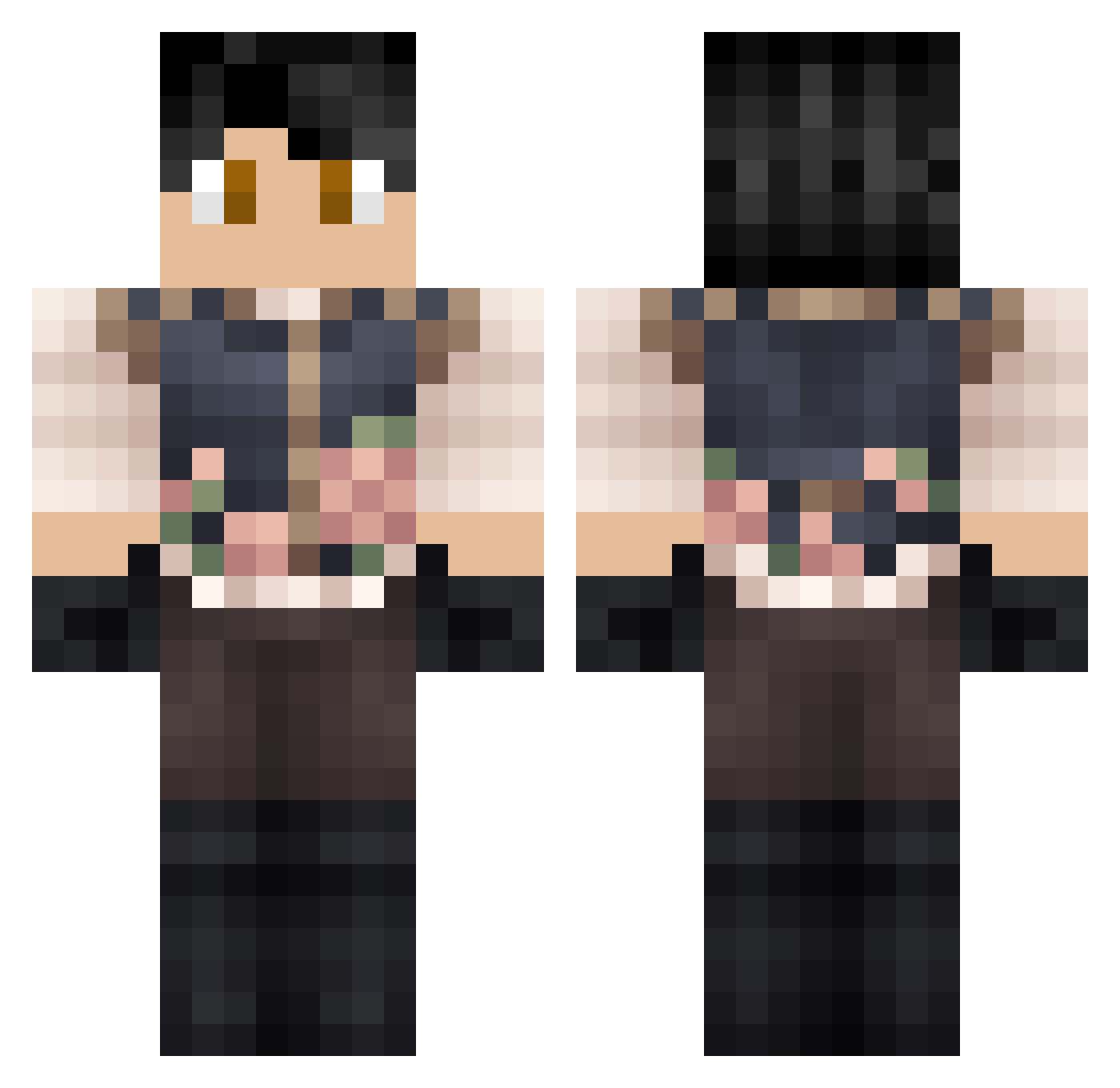 Solarvid Minecraft skin, front and back view