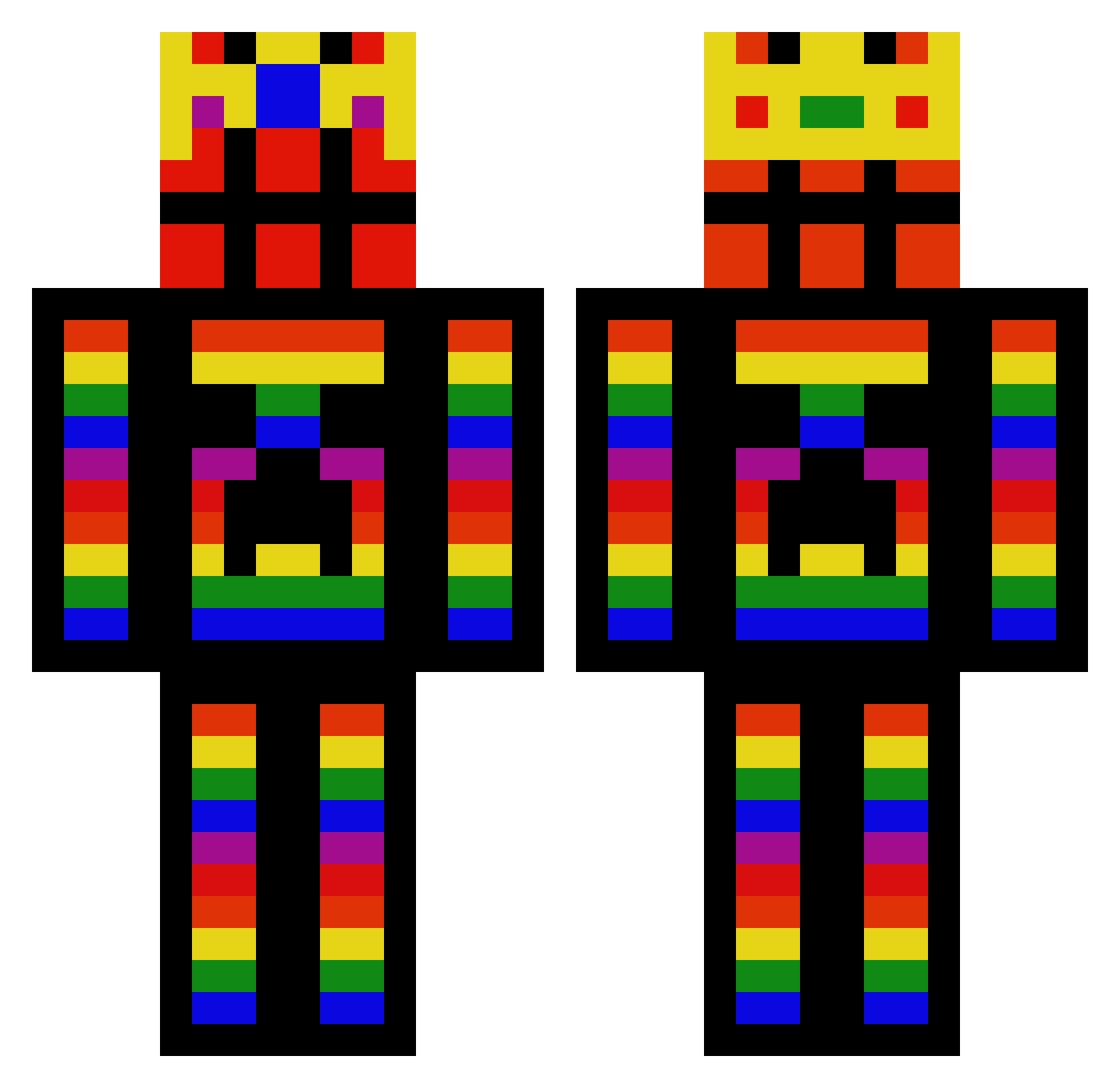 Sloopman Minecraft skin, front and back view