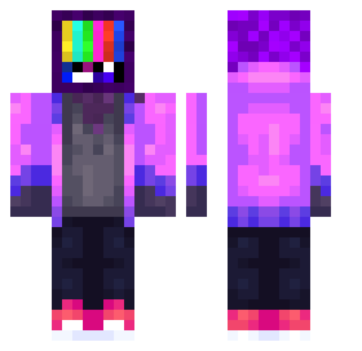 Bubbeee Minecraft skin, front and back view
