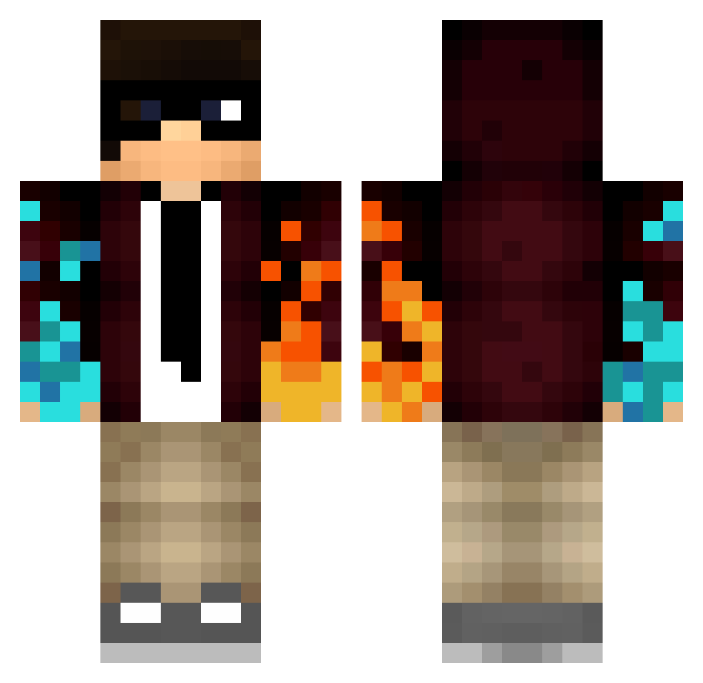 Waned Minecraft skin, front and back view