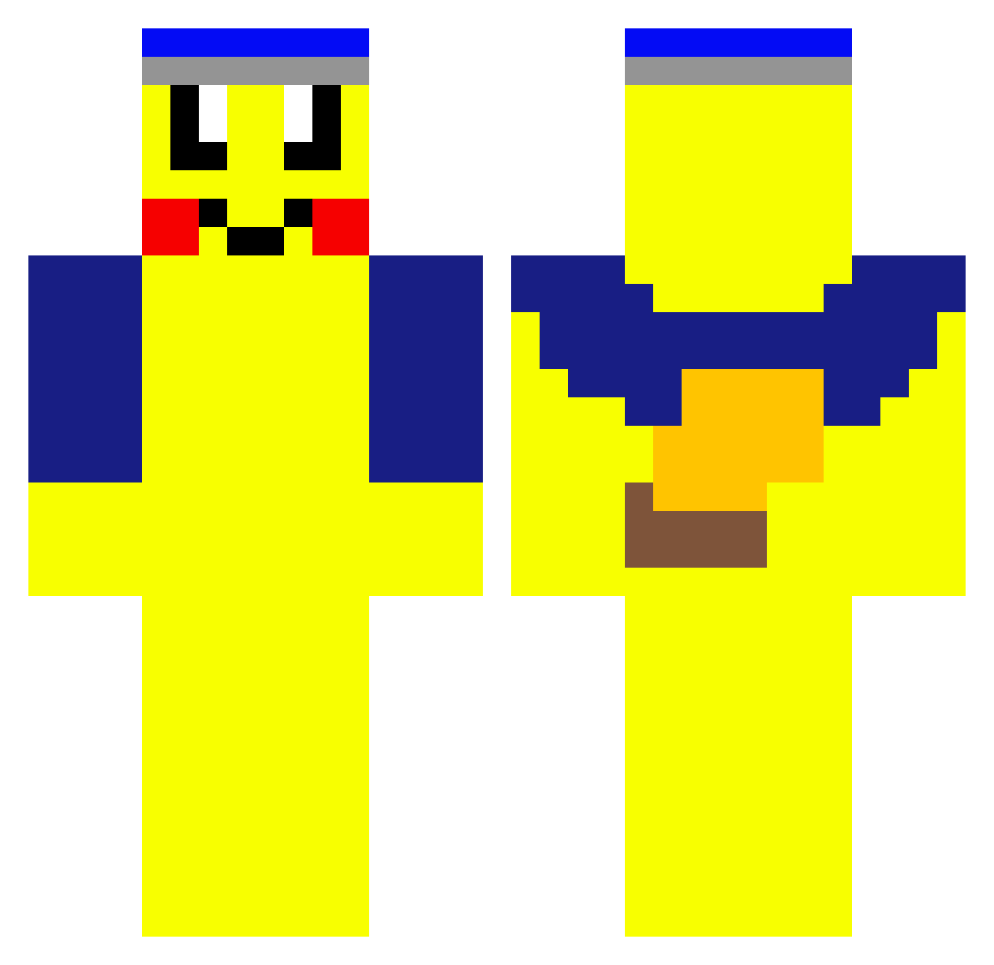 RabbiPika Minecraft skin, front and back view
