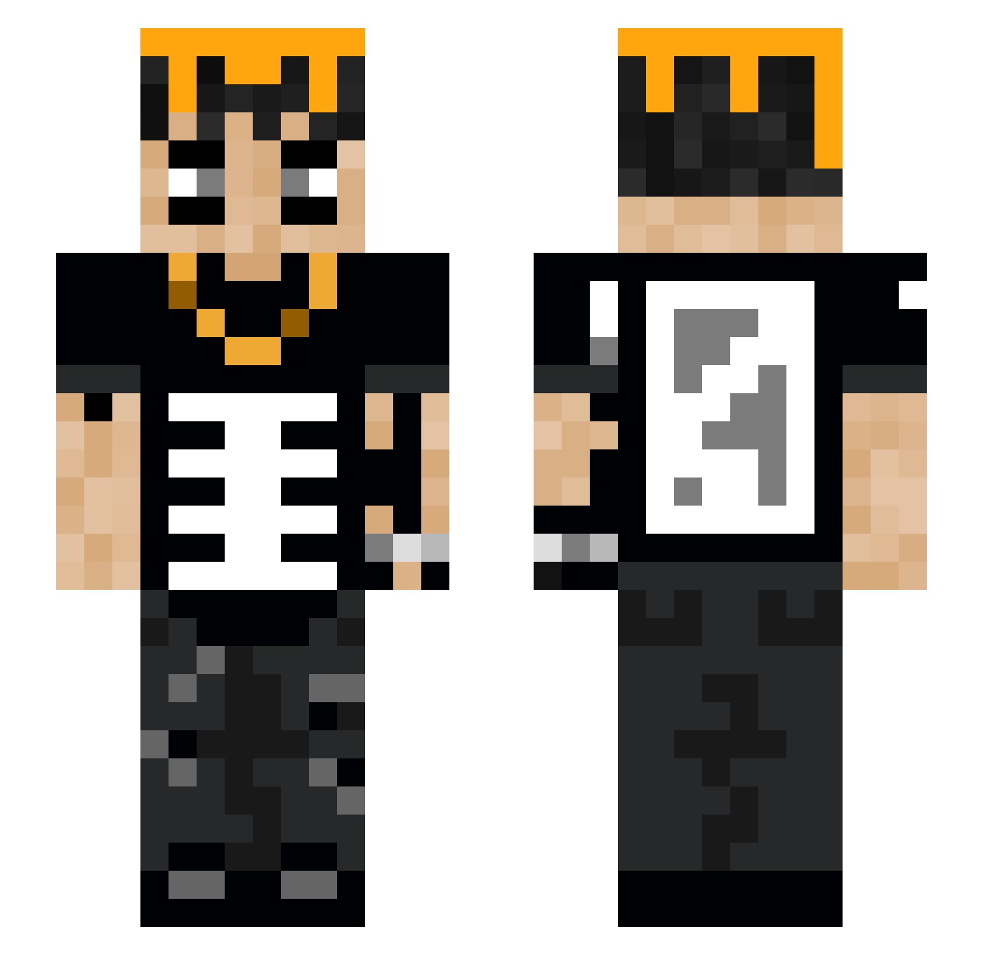 RIPCHANM Minecraft skin, front and back view