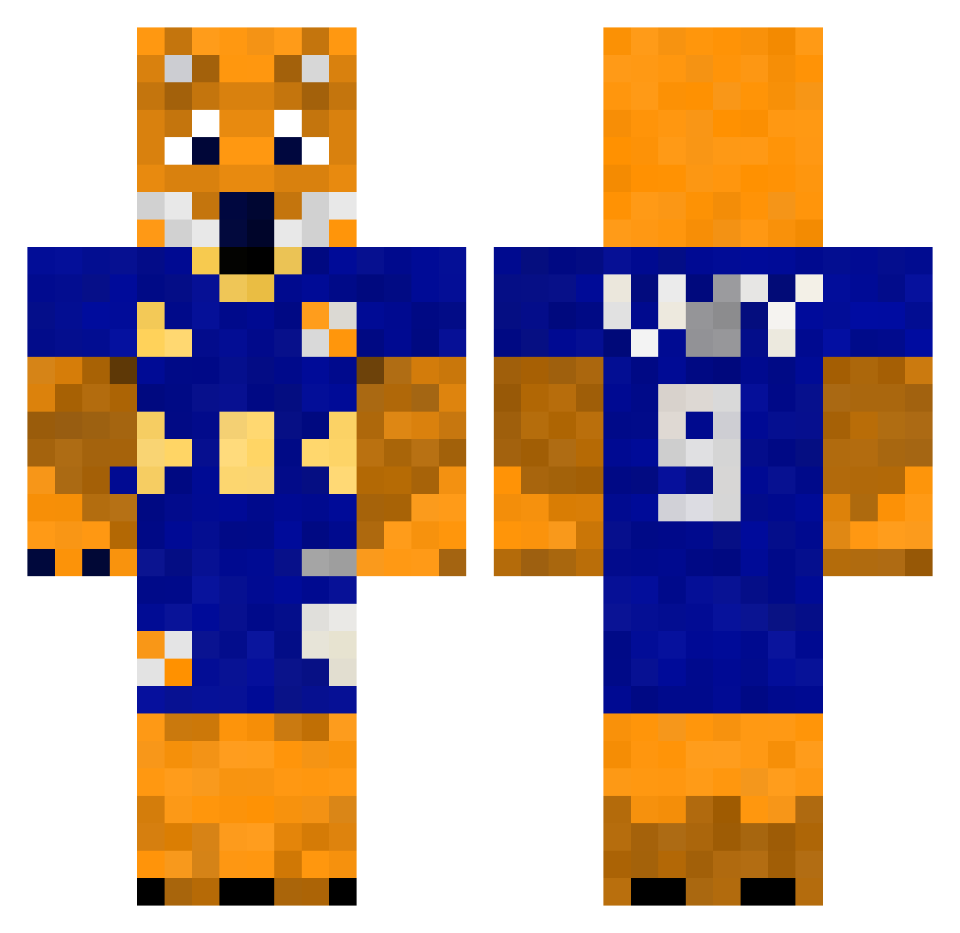 chesterdog Minecraft skin, front and back view