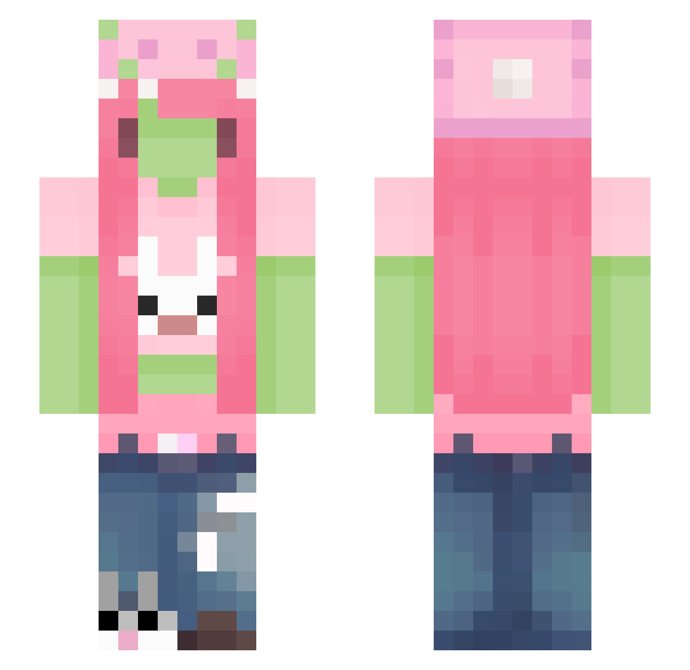 apppplepi Minecraft skin, front and back view