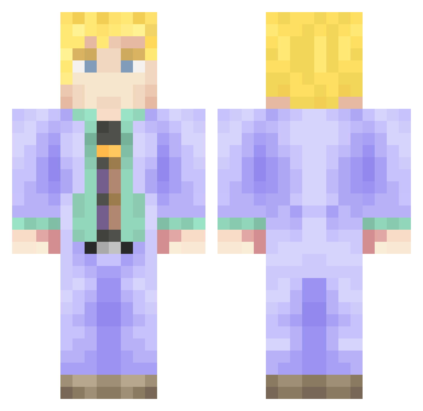 Yoshikage8354 Minecraft skin, front and back view