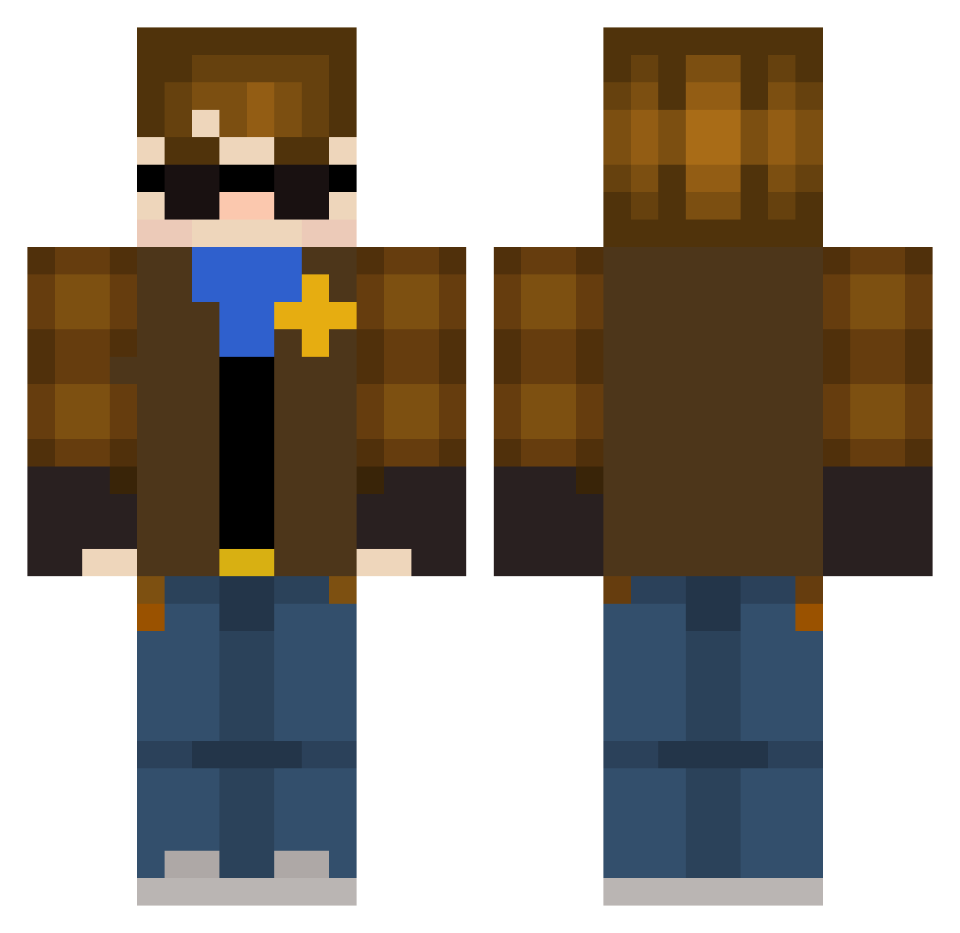 Aanwill Minecraft skin, front and back view