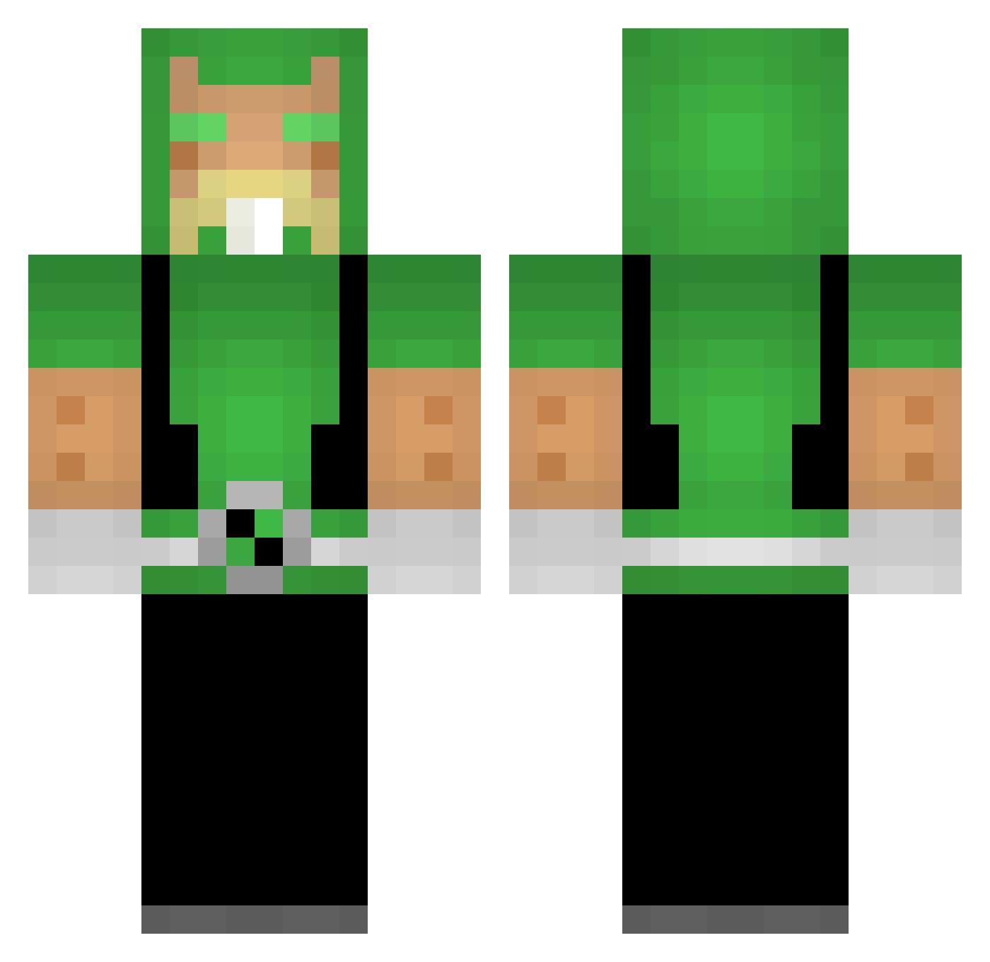 Javadabosse Minecraft skin, front and back view