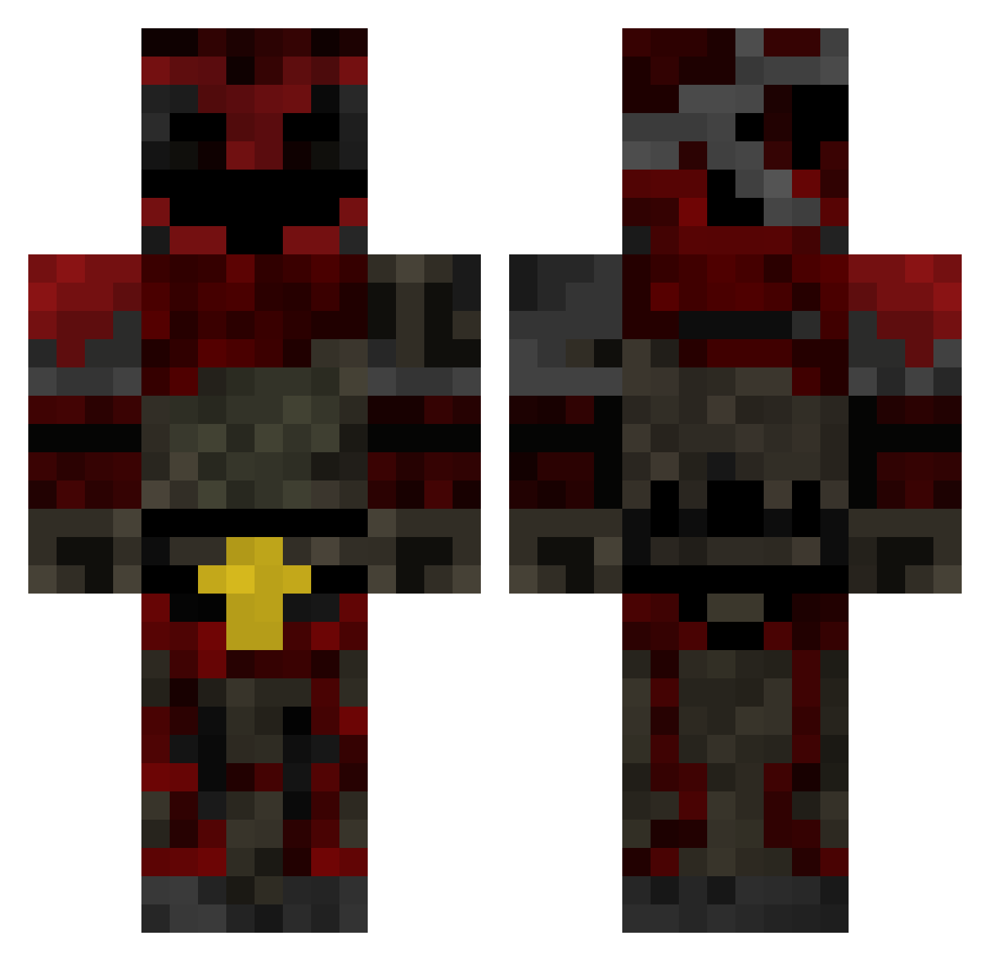 Zant0ss Minecraft skin, front and back view