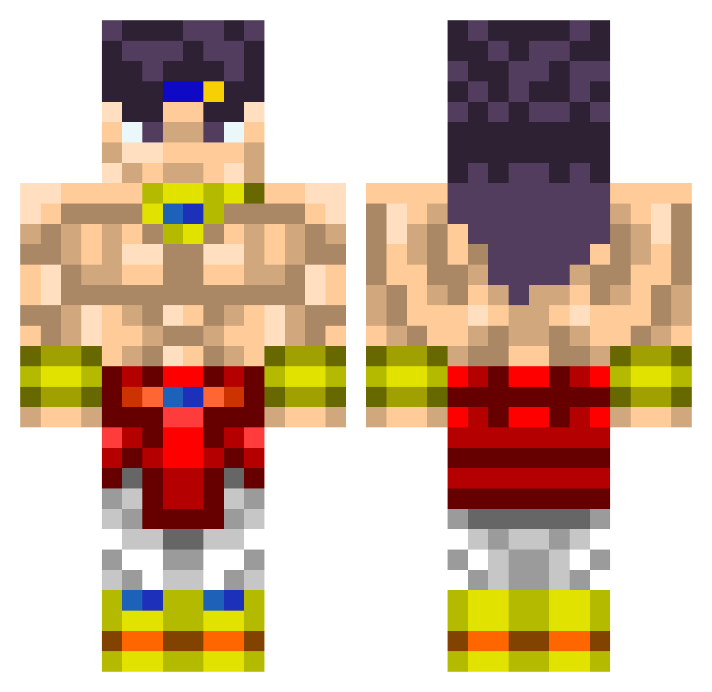 Nitam Minecraft skin, front and back view