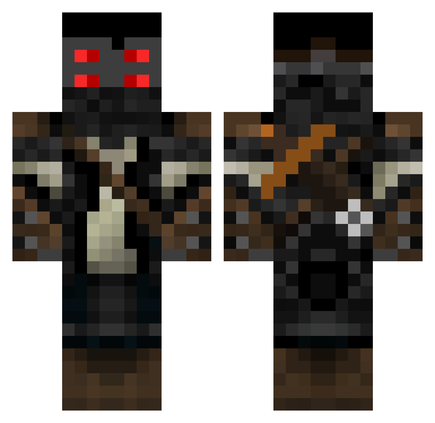 Postverta Minecraft skin, front and back view