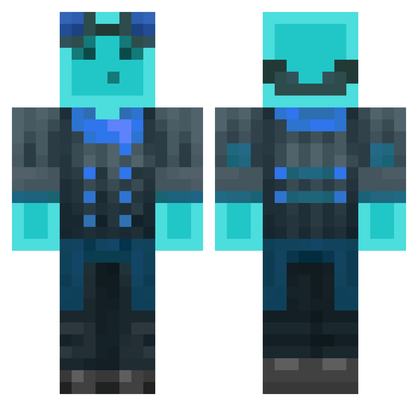 UnStreem Minecraft skin, front and back view
