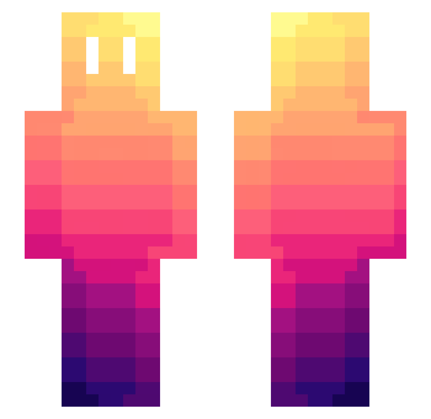 Shiikou Minecraft skin, front and back view