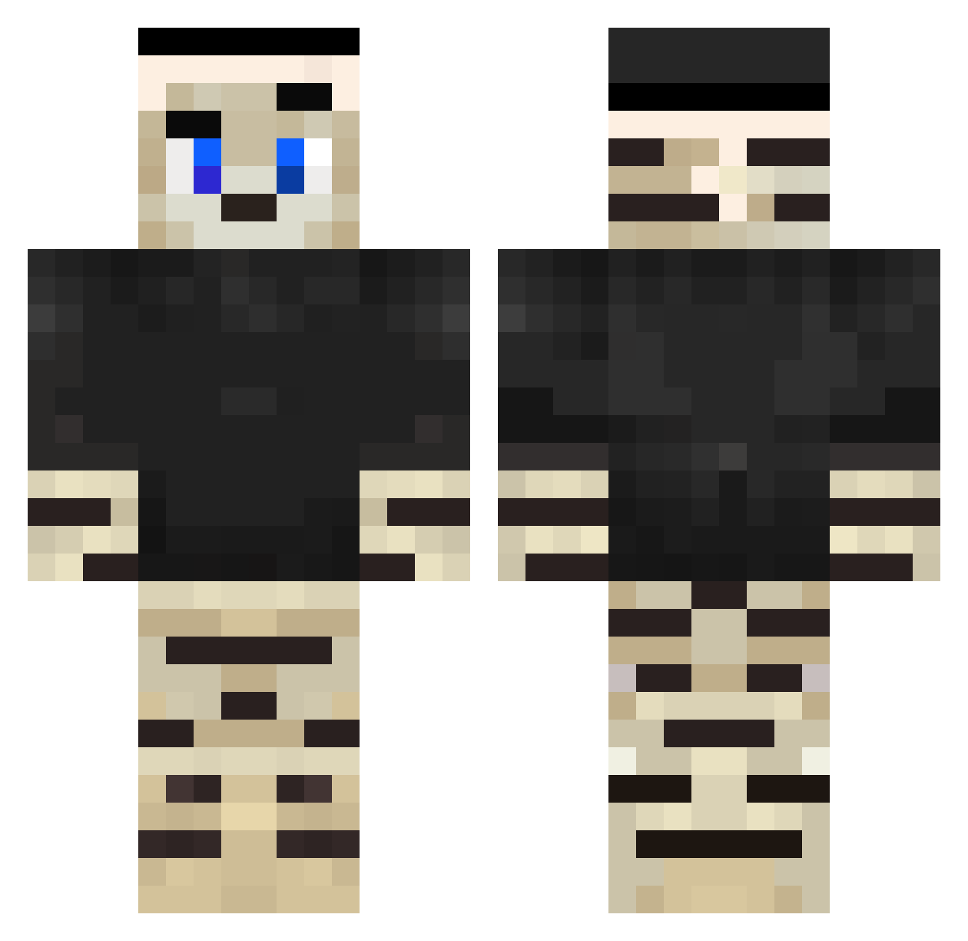 PietS Minecraft skin, front and back view