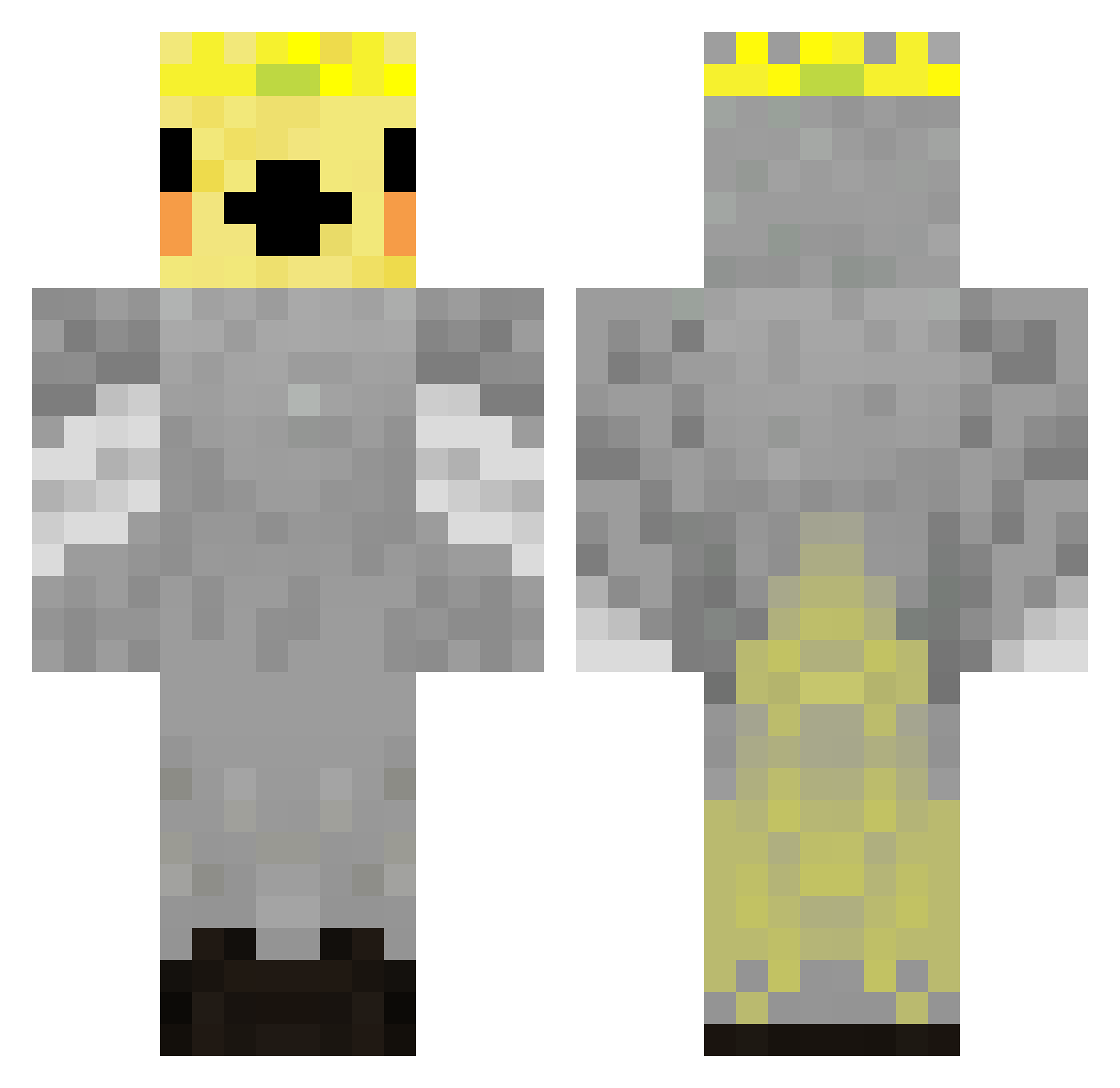 SkinnyManRaptor Minecraft skin, front and back view