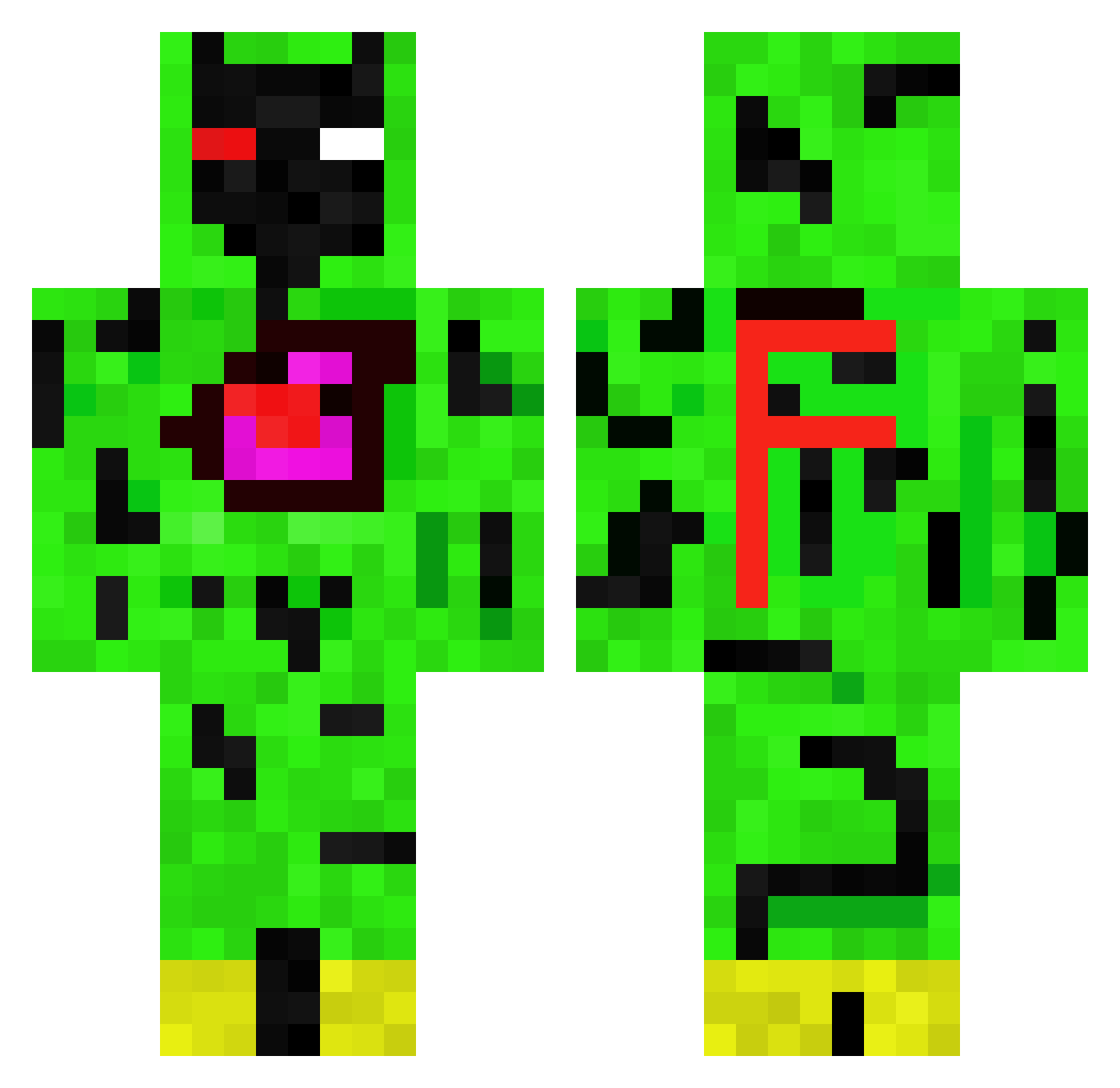 ProFranio Minecraft skin, front and back view