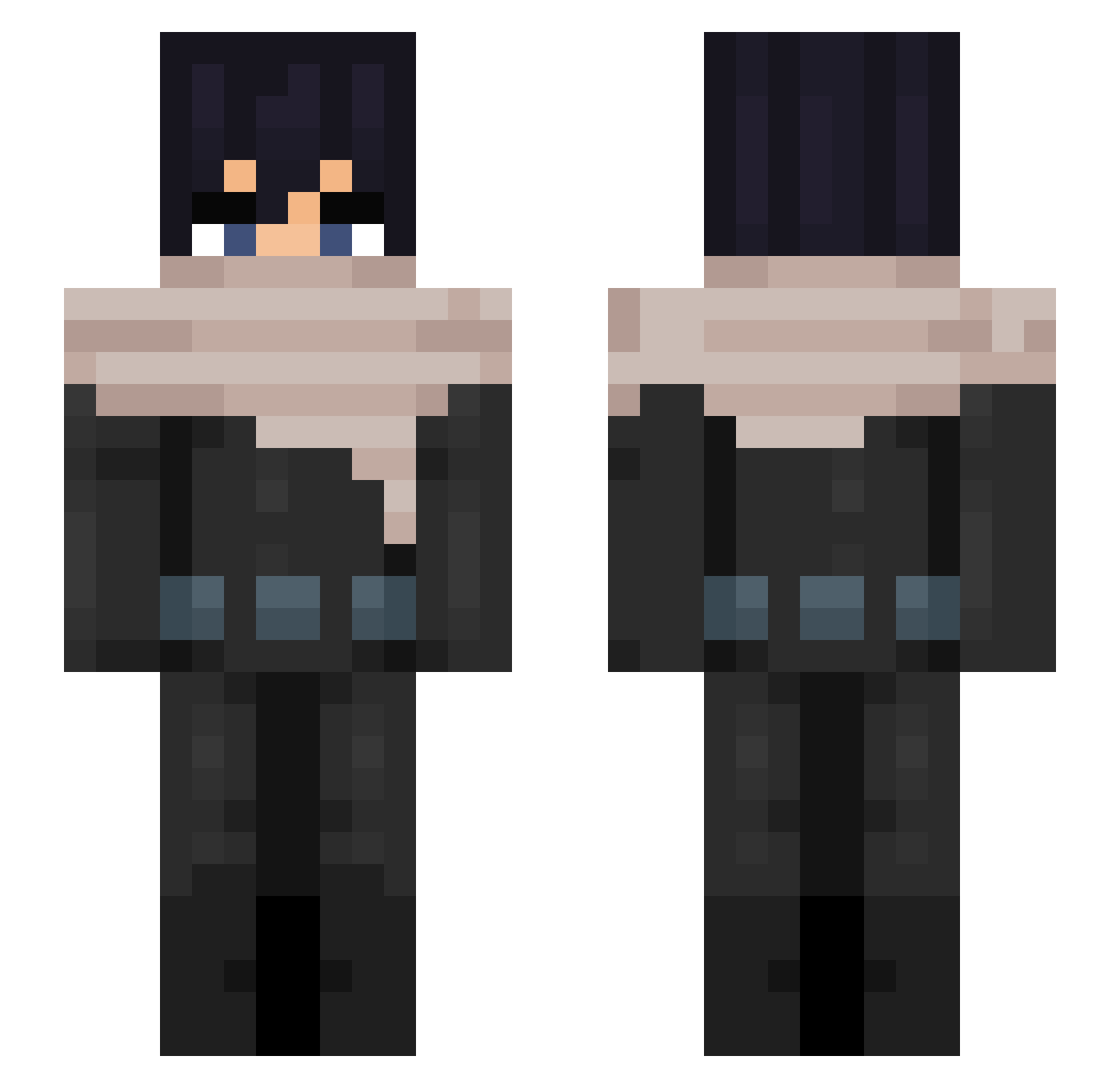 HexWat4r Minecraft skin, front and back view