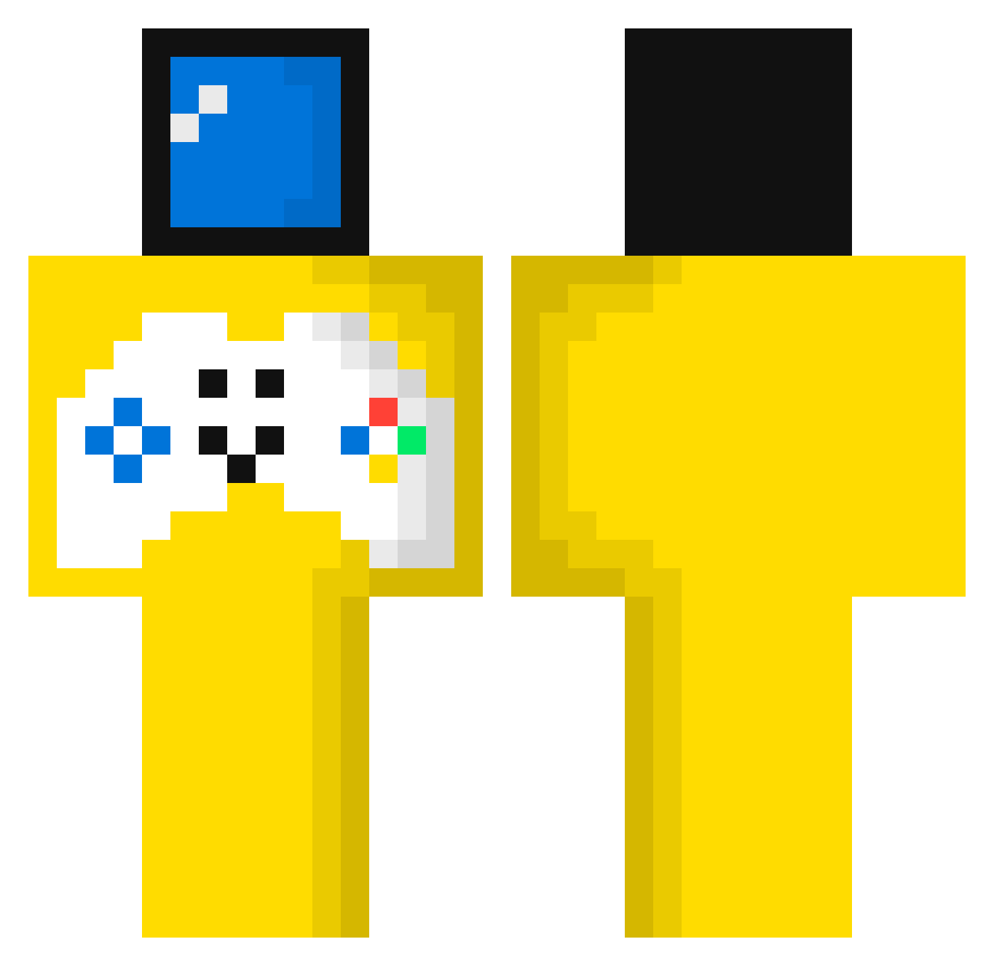 Game_Maker_Pro Minecraft skin, front and back view