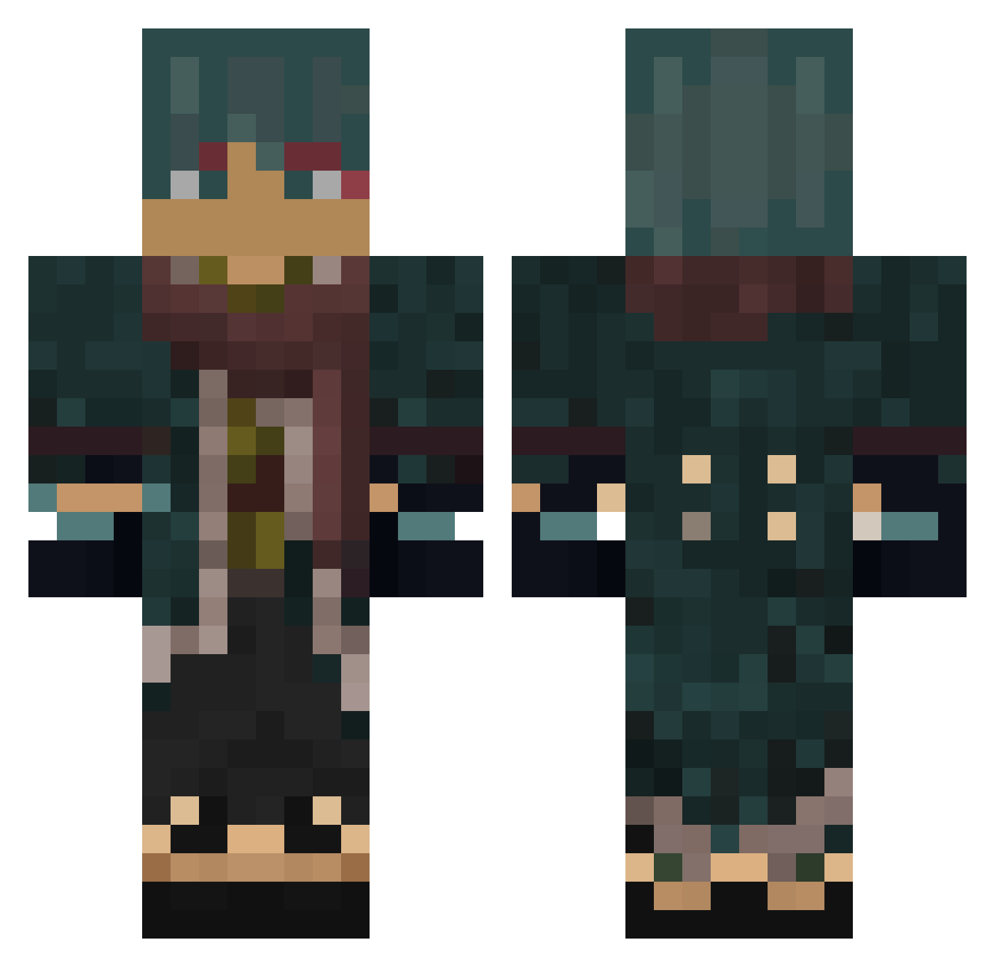 CyanicSett Minecraft skin, front and back view