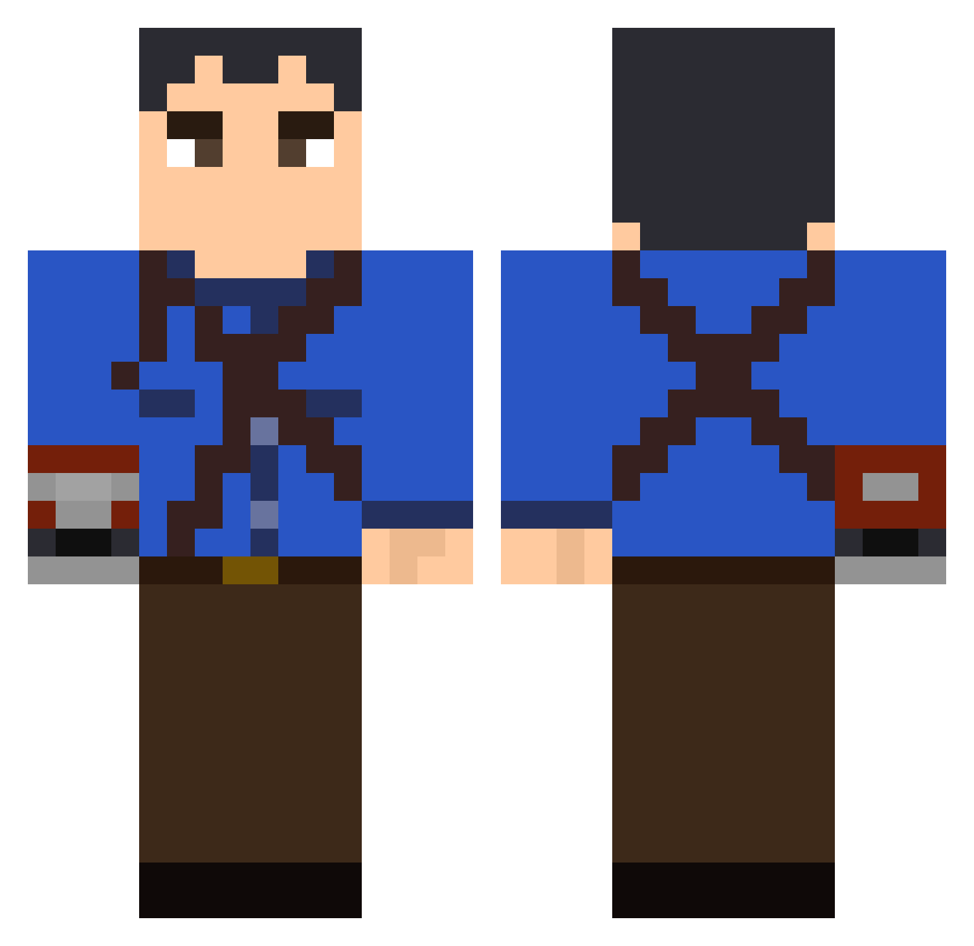 Kielm Minecraft skin, front and back view