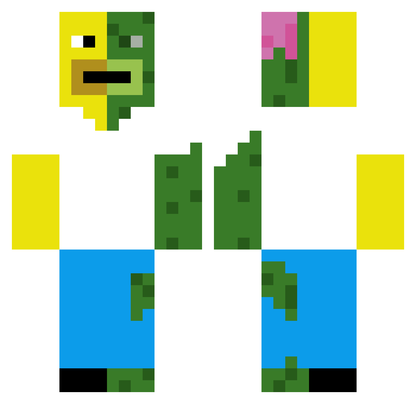 zombiehomsimpson Minecraft skin, front and back view
