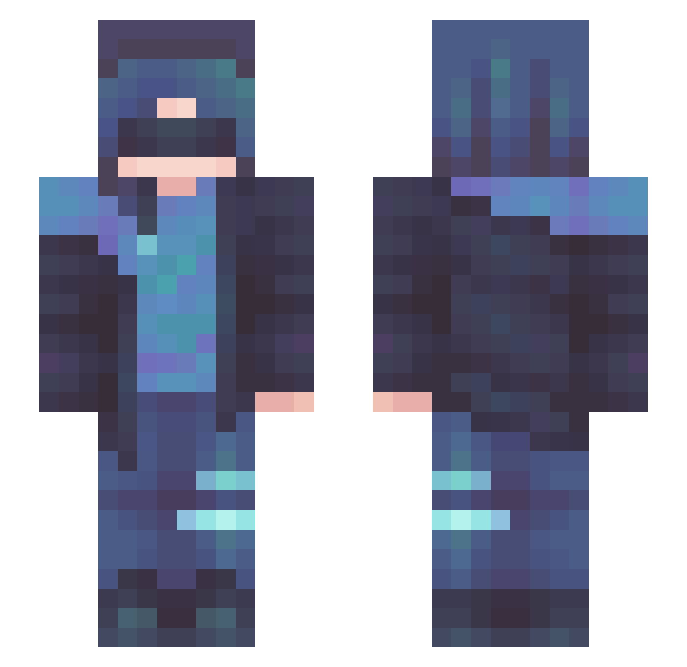 V_B_F Minecraft skin, front and back view