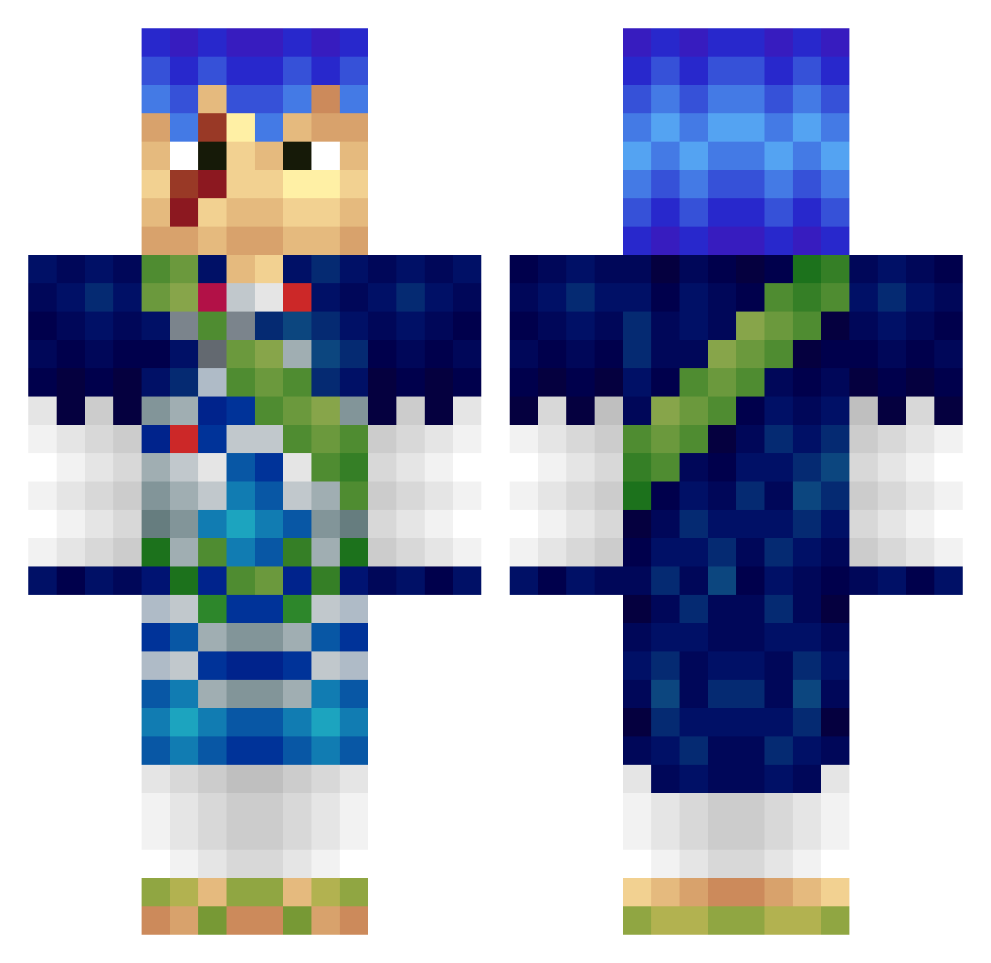 Woodnote Minecraft skin, front and back view