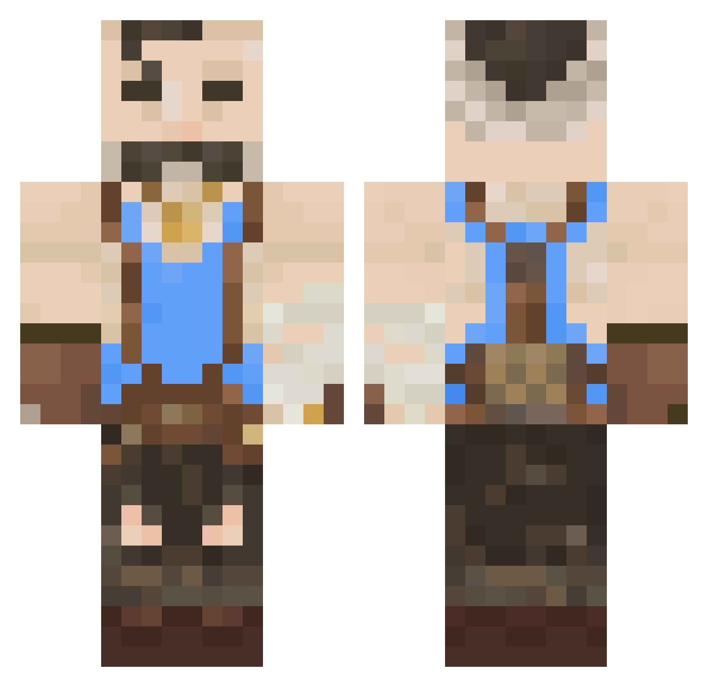 wayneeward Minecraft skin, front and back view