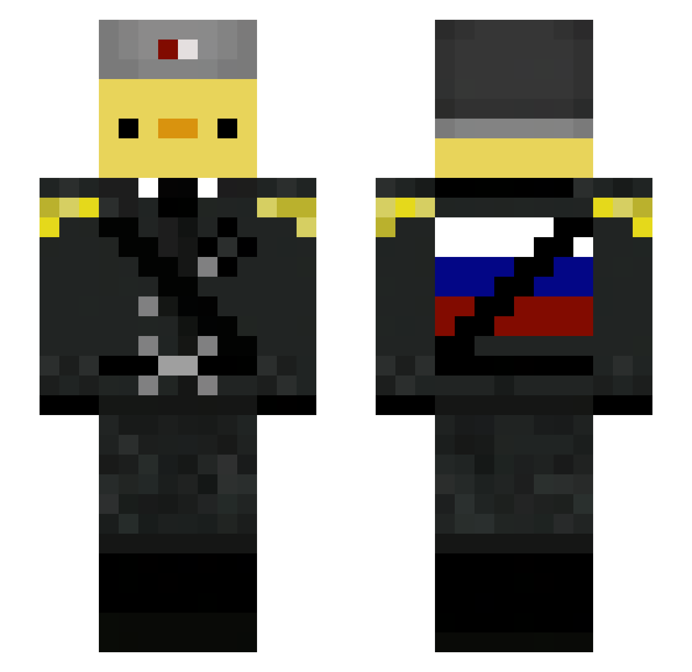Hydrophobic_Fish Minecraft skin, front and back view