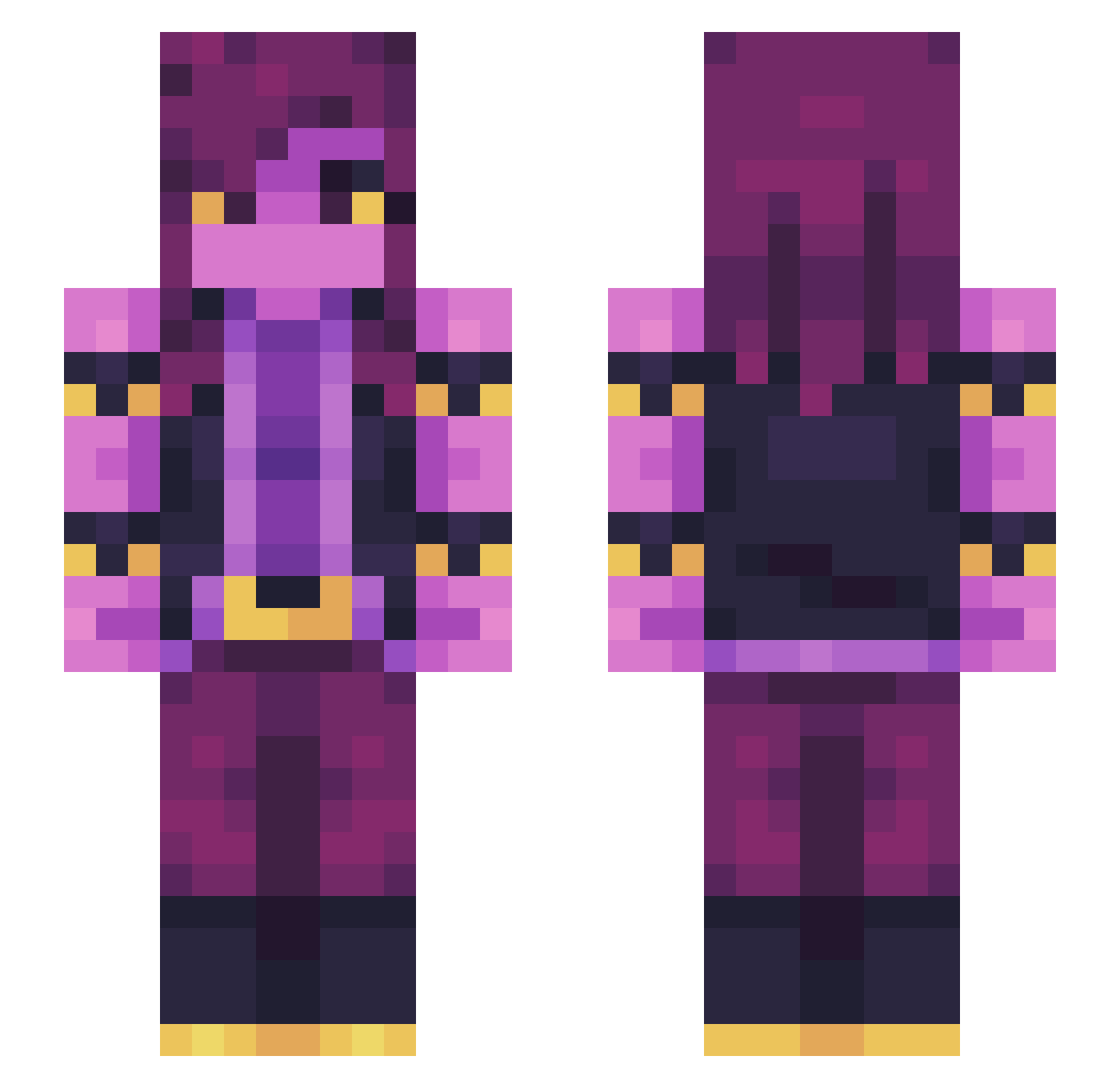 JustARandomGal Minecraft skin, front and back view