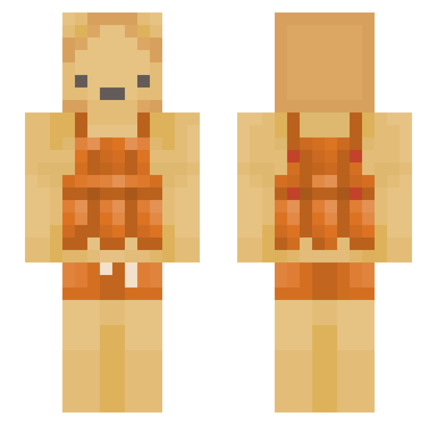 neveryu Minecraft skin, front and back view