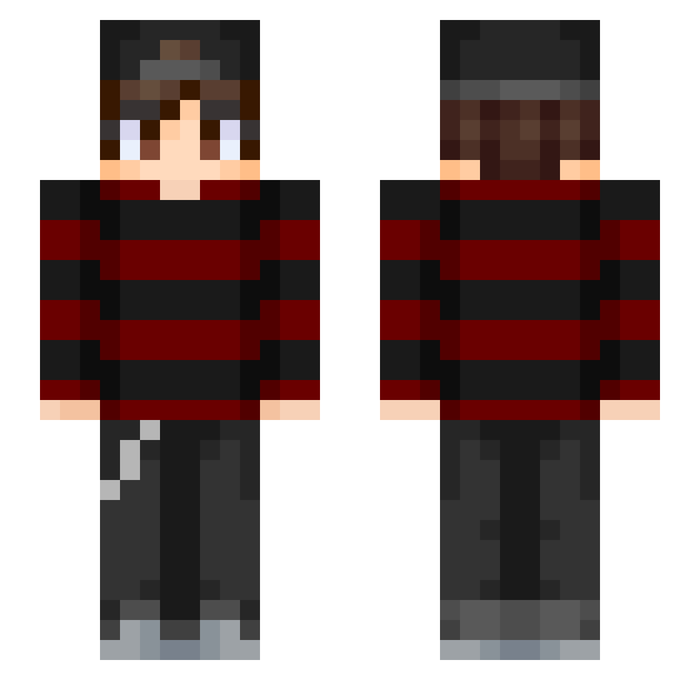 Wahwo0omp Minecraft skin, front and back view