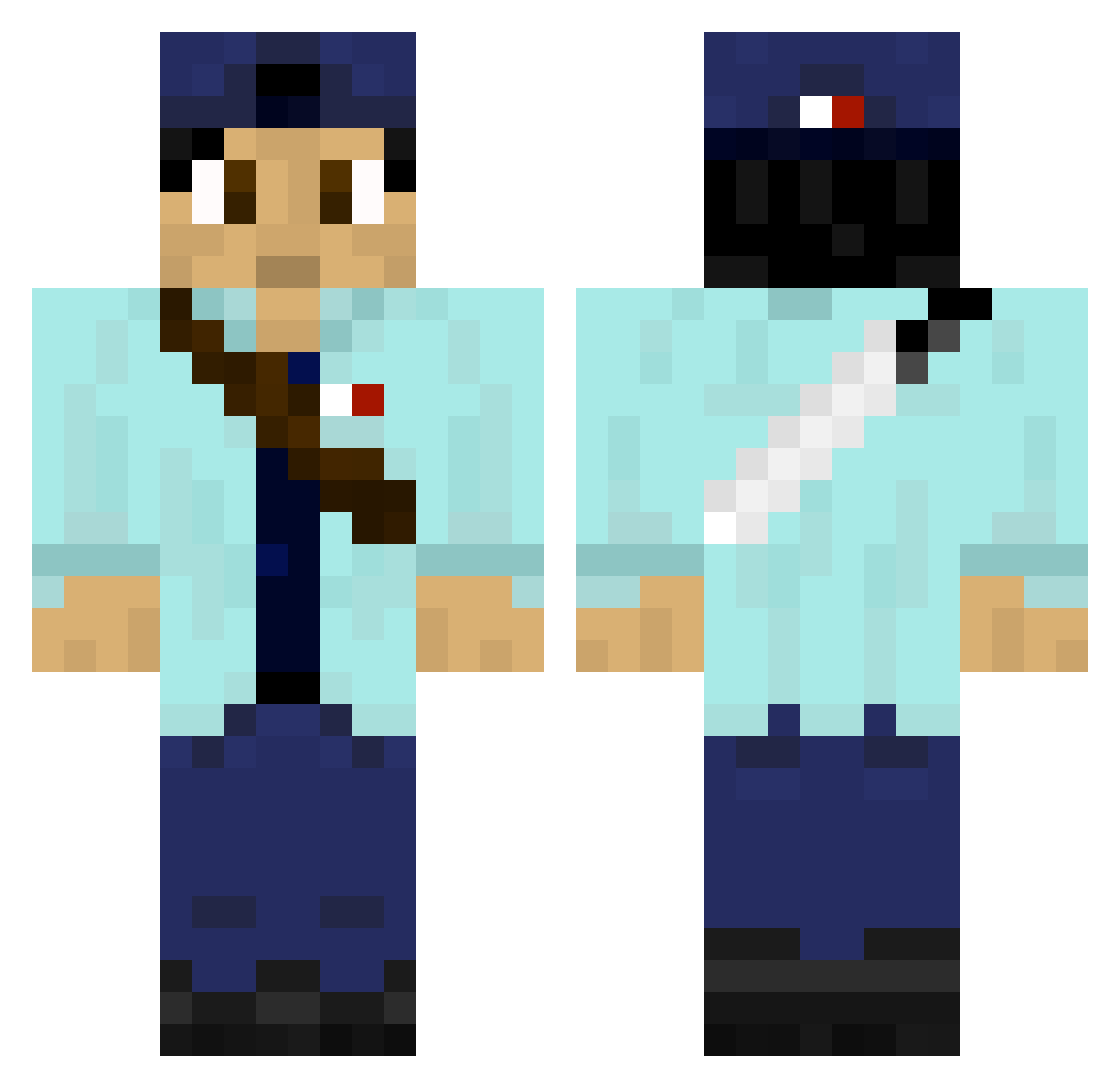Quiggzy Minecraft skin, front and back view