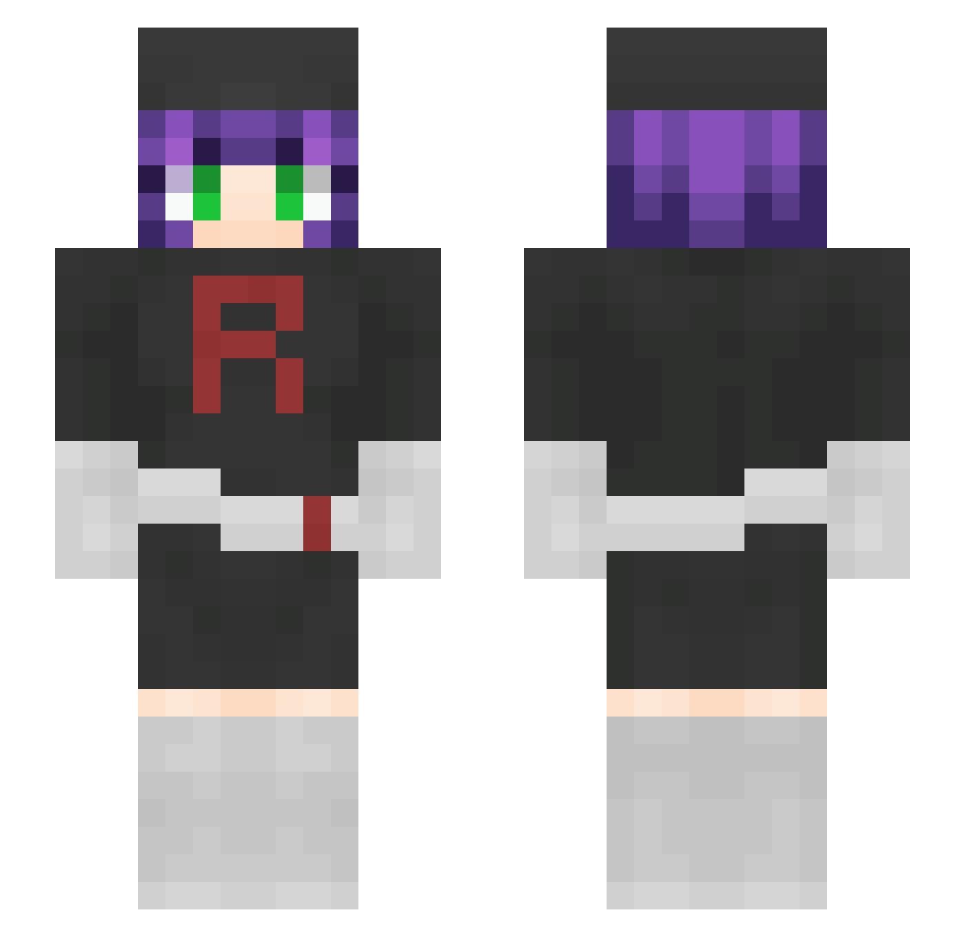 NeonMirage Minecraft skin, front and back view