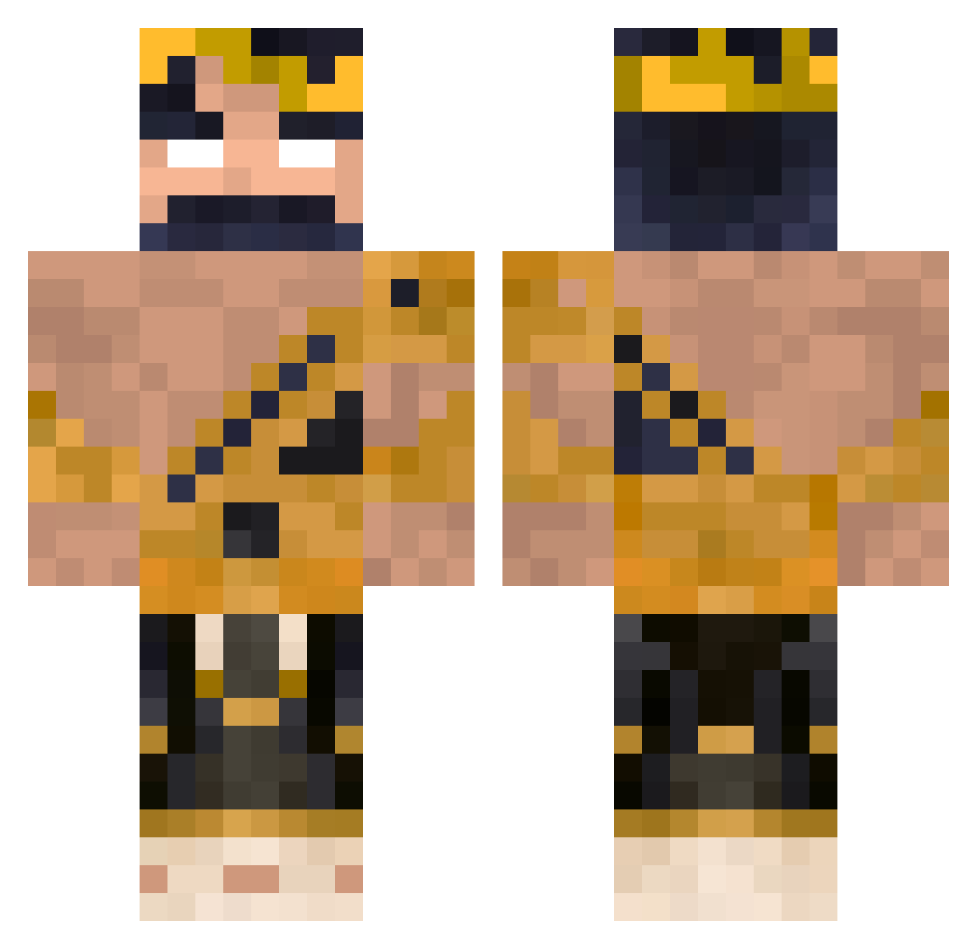 Zeqel Minecraft skin, front and back view
