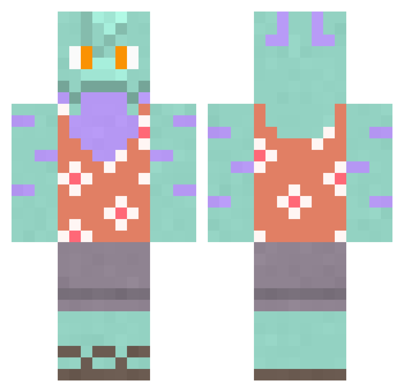 RetroSnark Minecraft skin, front and back view