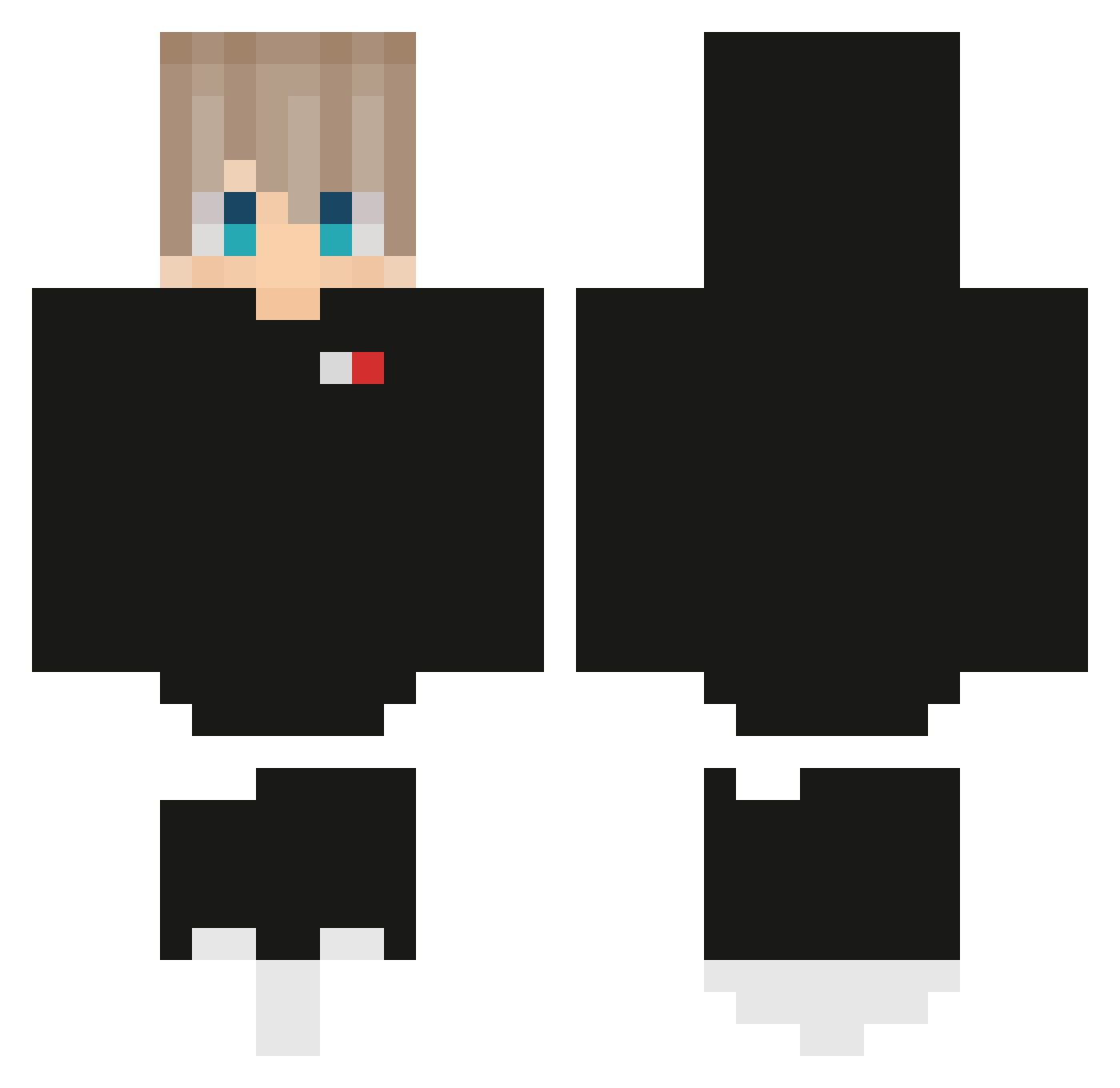 HixzoYT Minecraft skin, front and back view