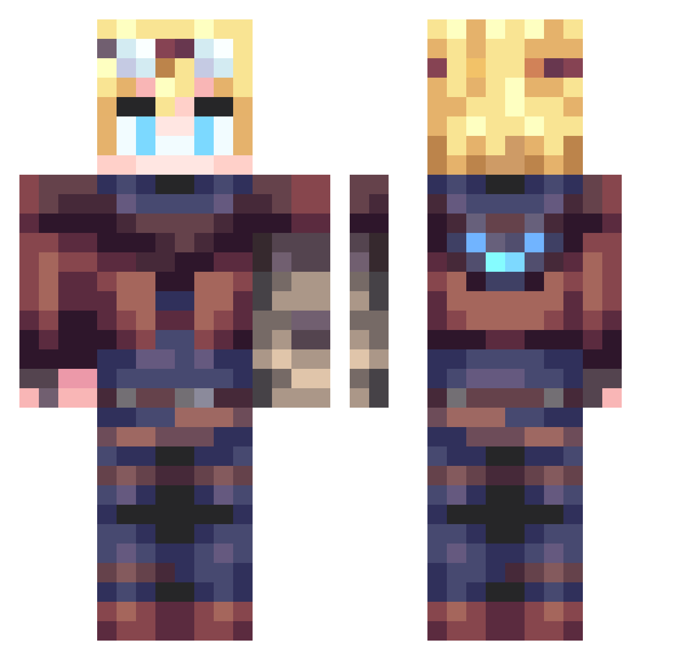 Erunid Minecraft skin, front and back view