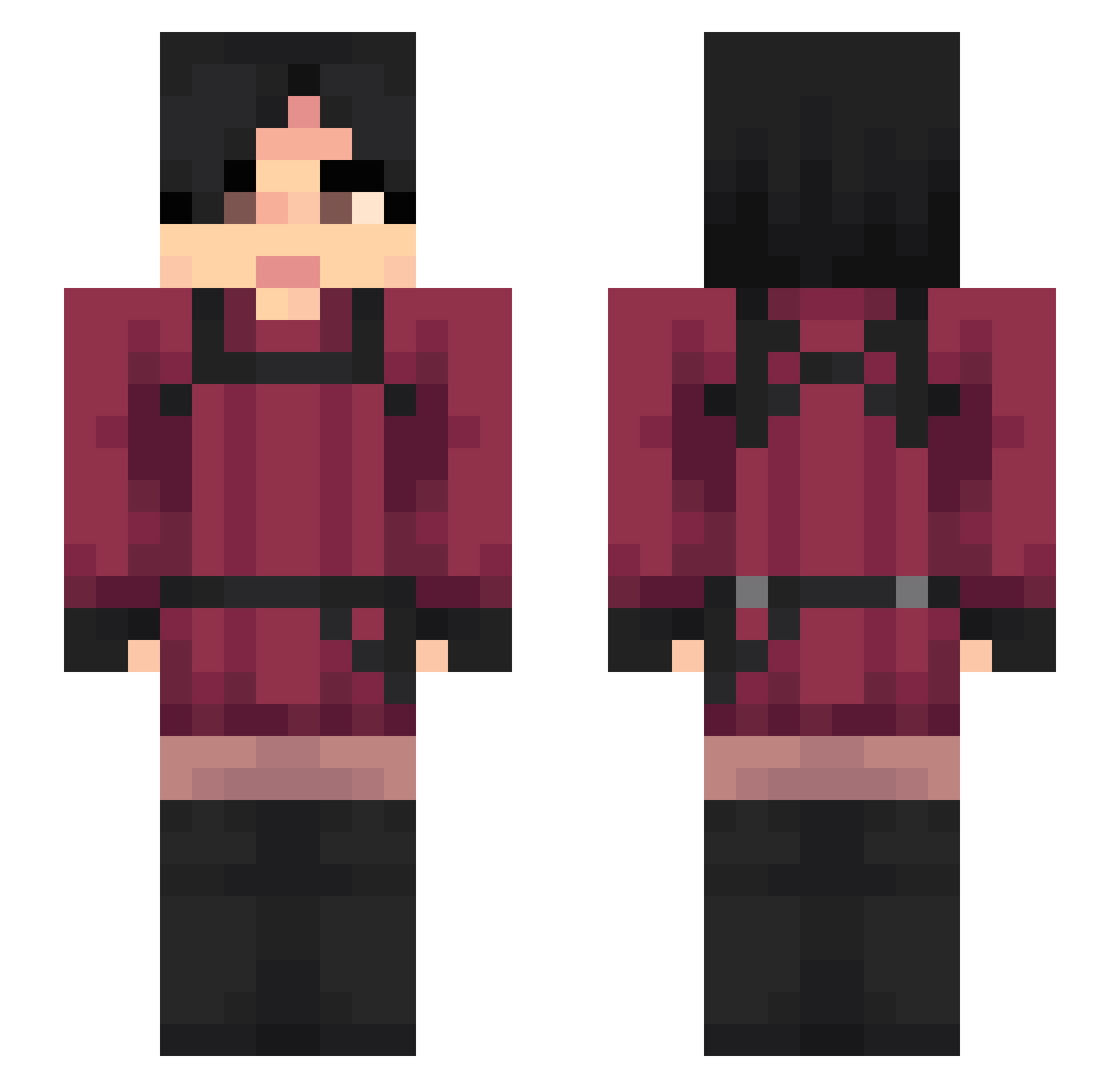 CrusherQC Minecraft skin, front and back view