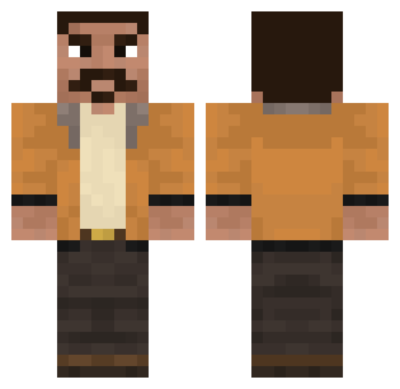 Woodjaw Minecraft skin, front and back view