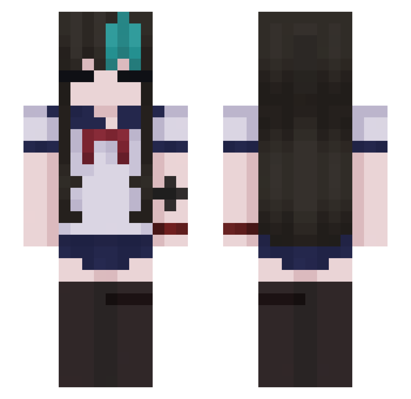 I_HideyosHi Minecraft skin, front and back view