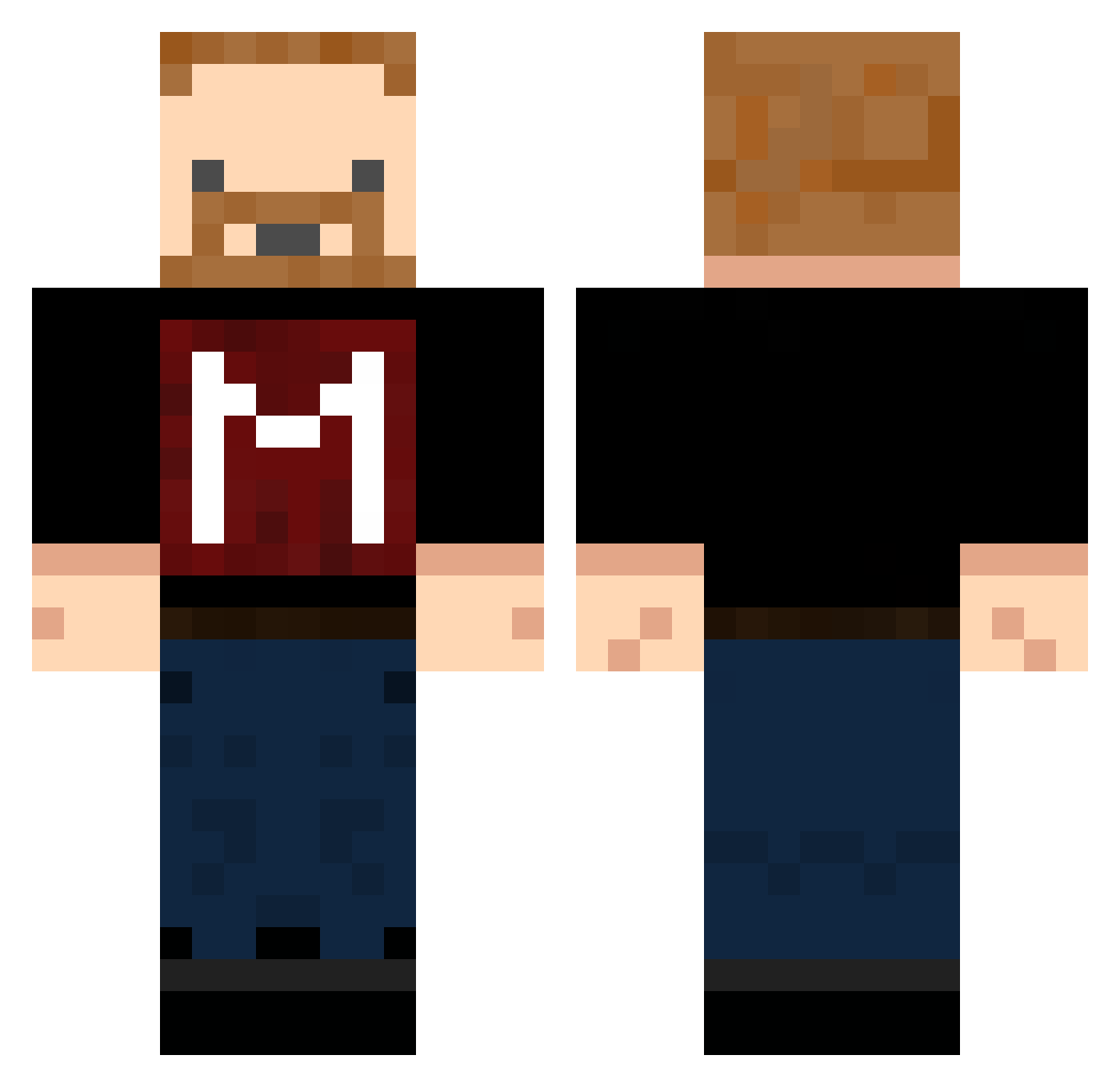 recommencer Minecraft skin, front and back view